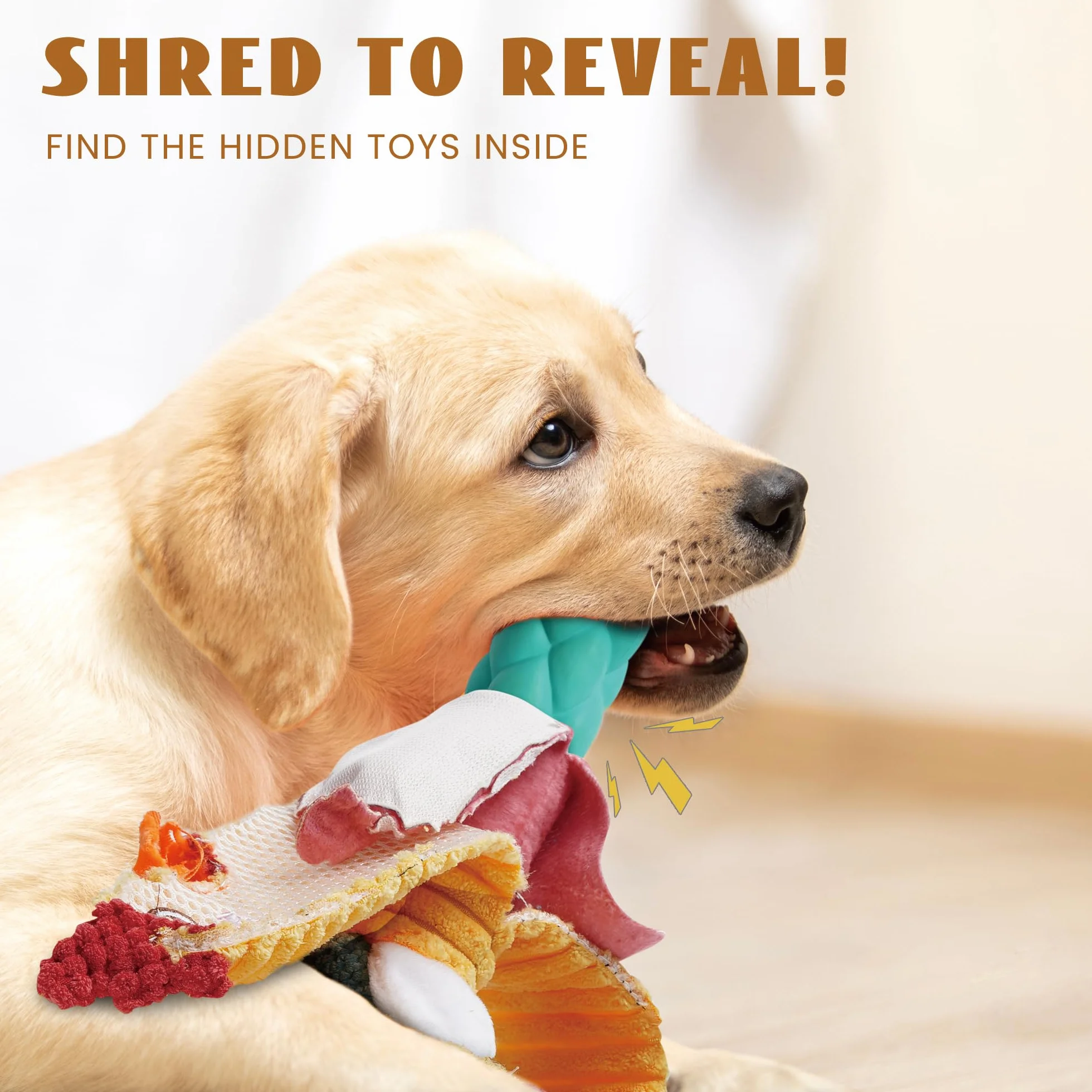 Nocciola 2 en 1 Jouet Chien Indestructible, Jouets à Mâcher en Peluche avec Grand Couineur Résistant, Anti-Ennui pour Chien