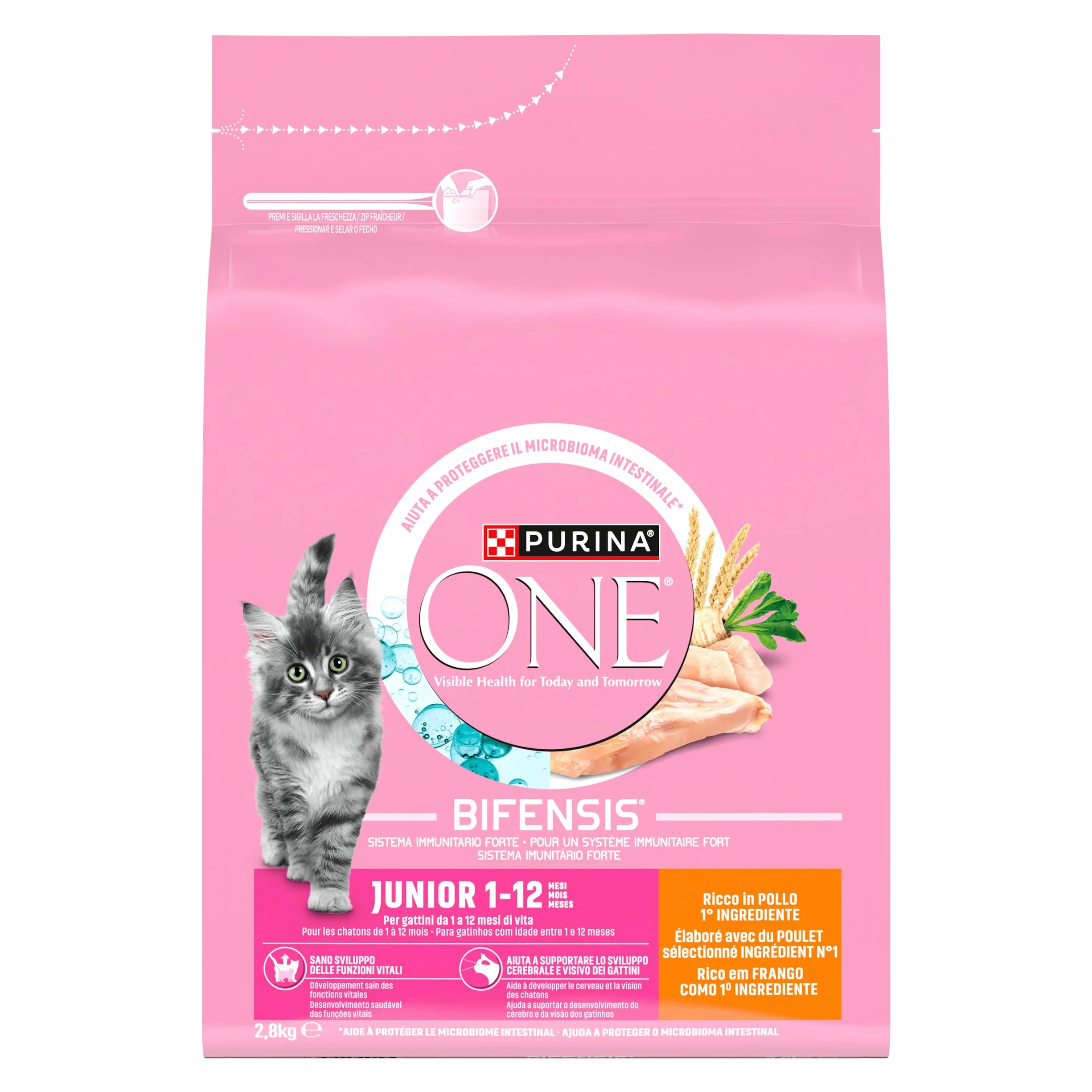 PURINA ONE BIFENSIS Junior Croquettes Aliment Complet pour Chatons 1-12 Mois Poulet 2.8kg