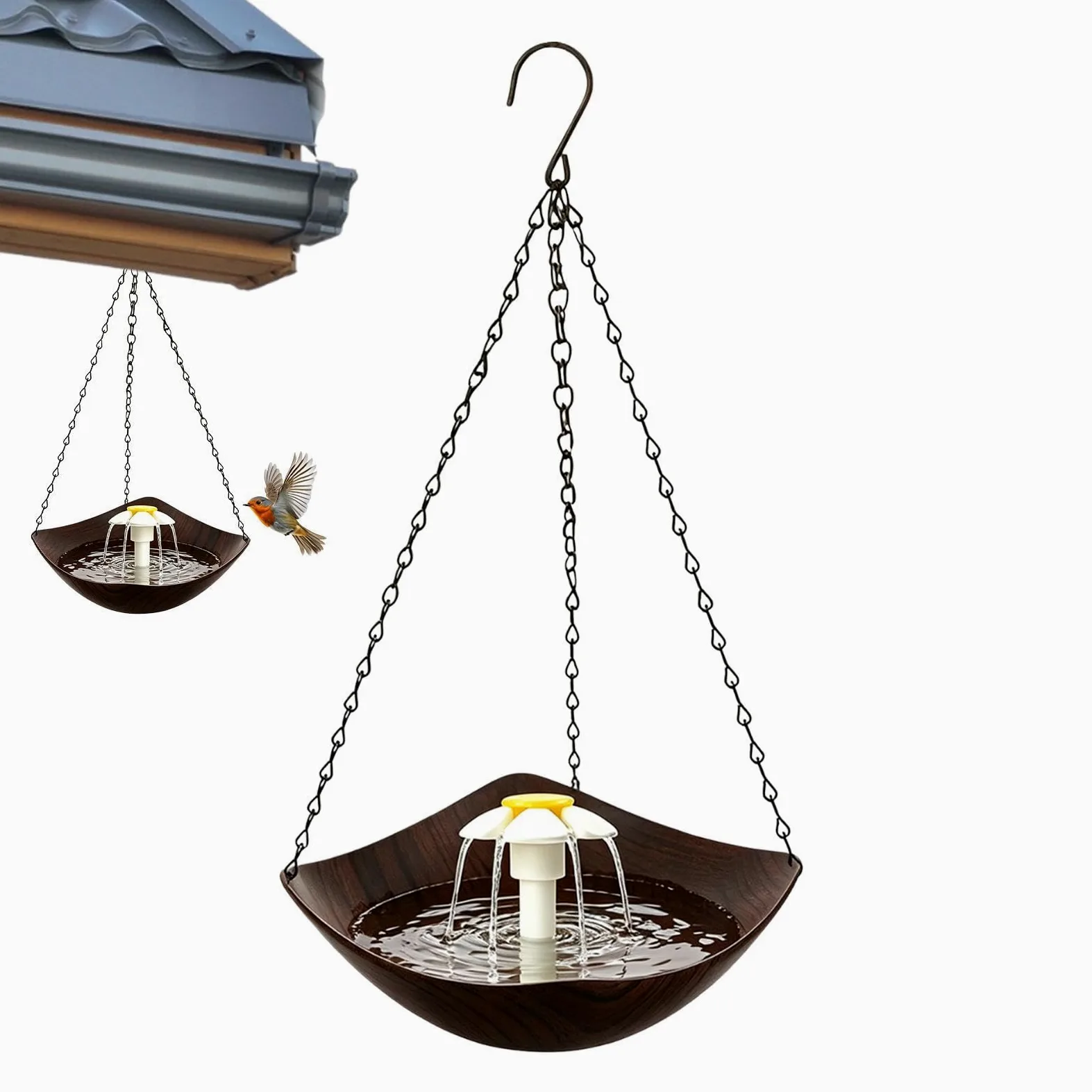 Bain d'Oiseaux pour Extérieur Mangeoire Suspendue avec Pompe Solaire | Fontaine pour Oiseaux pour Jardin, Pelouse, Parc, Arbre, Cour