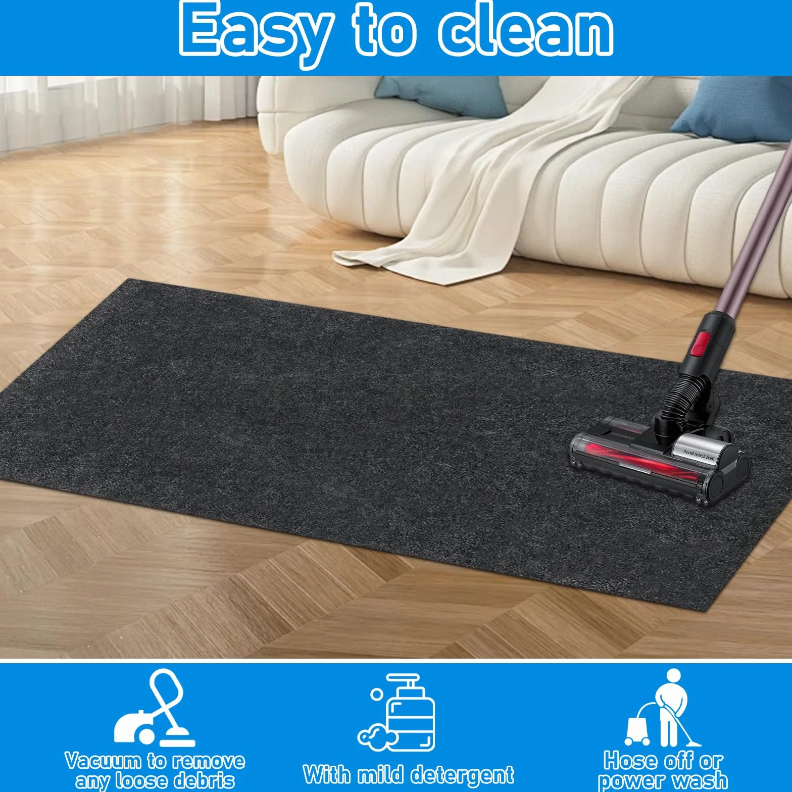 Tapis antidérapant imperméable pour chien 74 x 120 cm protection sol niche chenil