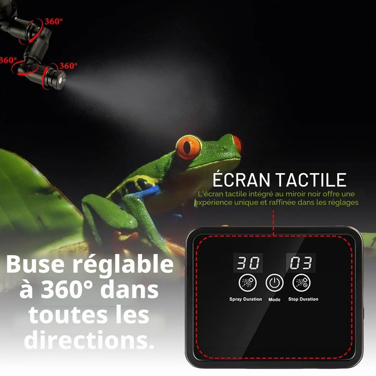 Humidificateur intelligent pour reptiles - Système d'arrosage pour terrarium avec minuterie et buses de pulvérisation