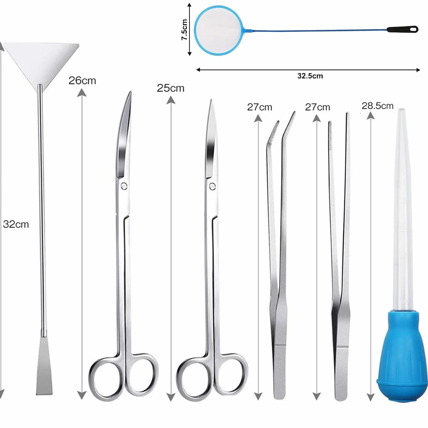 Ensemble d'outils d'aquarium 8 pièces Acier Inoxydable Plantation