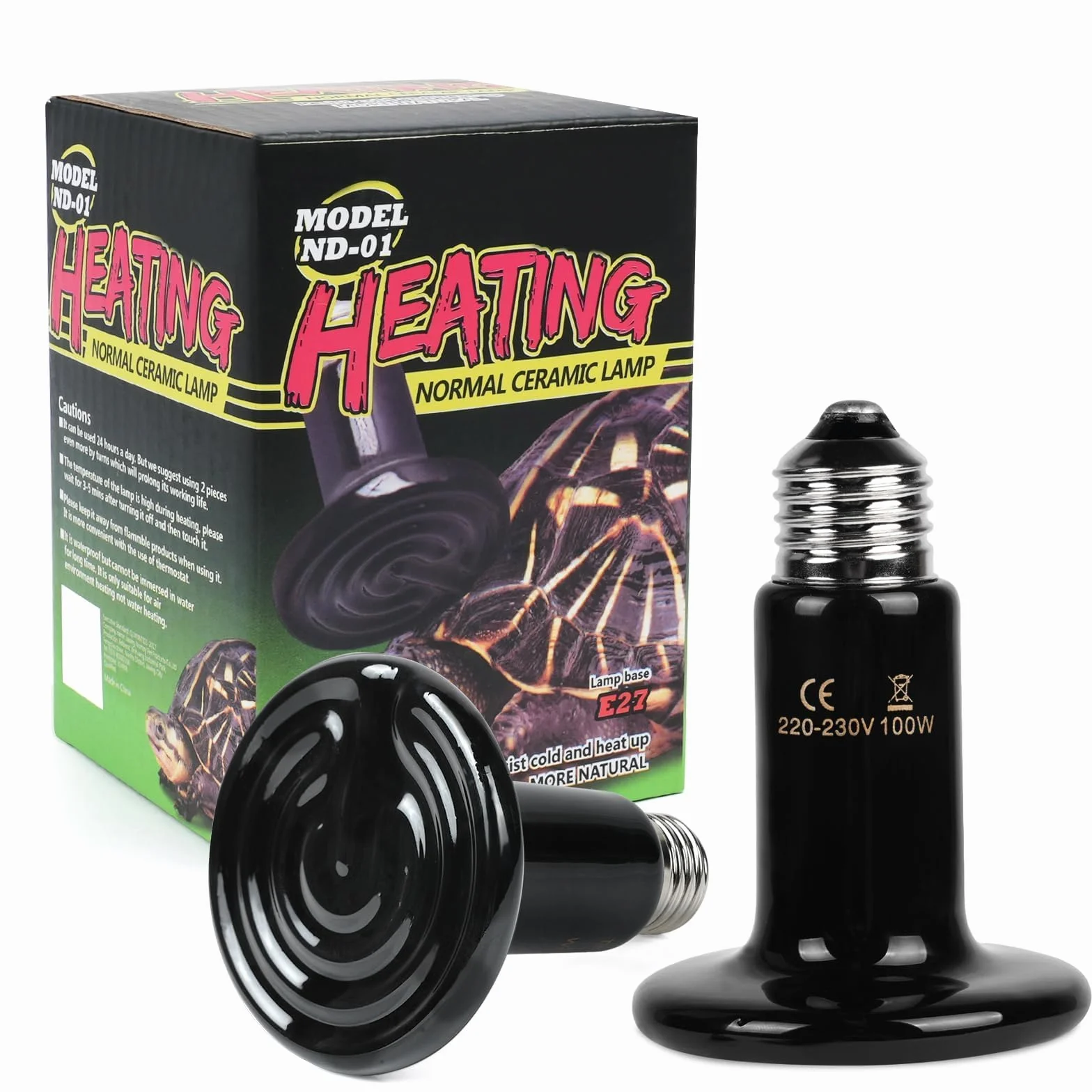 Ampoule Céramique Chauffante 220V 100W E27 Reptiles Noire Infrarouge