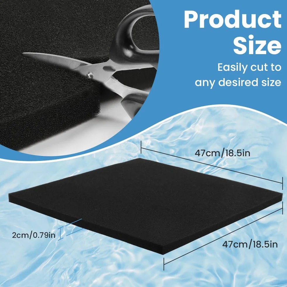 Tampons Filtrants en Mousse 50 PPI Réutilisables 47×47×2 cm pour Aquarium et Bassins de Koi