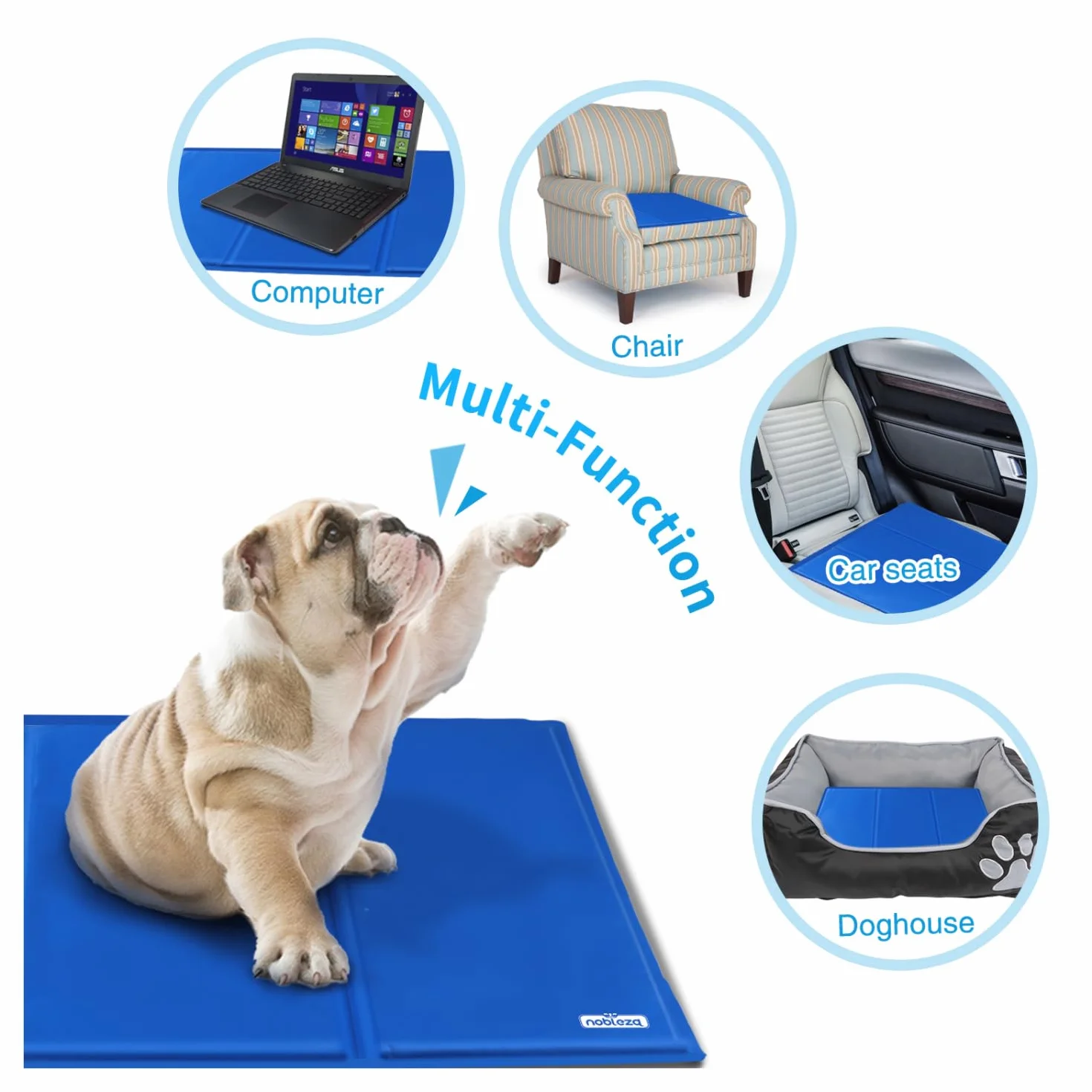 Nobleza Tapis de Refroidissement pour Chats 50x40cm Bleu Auto Refroidissant Non Toxique
