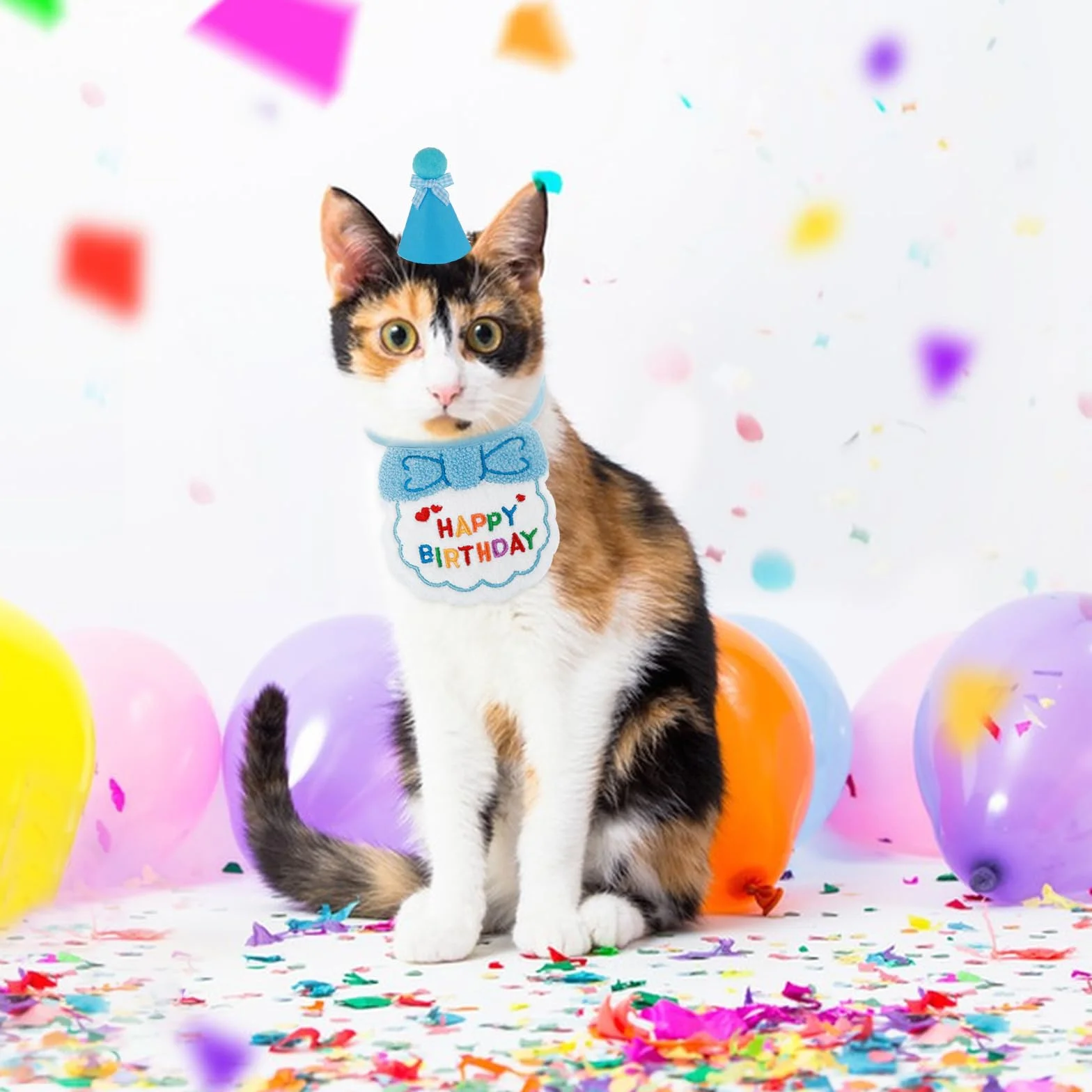 Bonnet d'anniversaire Brodé pour Petits Chiens et Chats - Bandana Animal de Compagnie - Accessoire de Fête Chiot