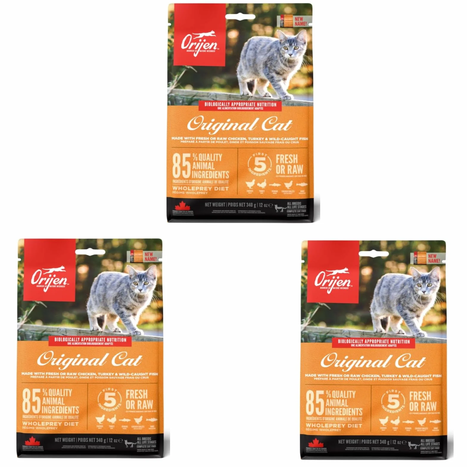 Orijen Cat Original Aliment Complet Chats Adultes 85% Ingrédients Animaux 3 x 340 g