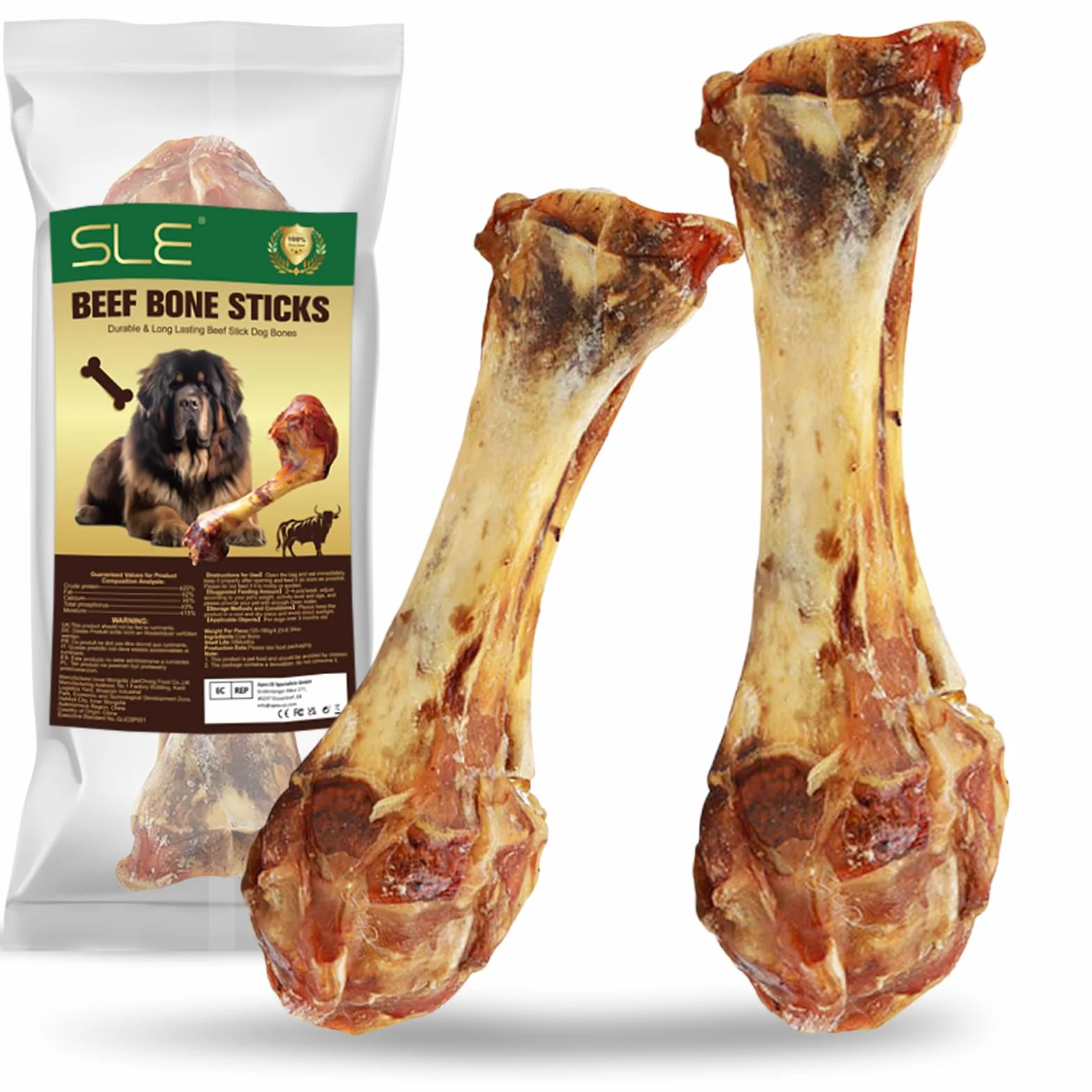 Bœuf Os à Mâcher pour Chien Riche en Protéines Et Calcium, Côte de Bison naturels et sains pour Chiens, Friandises Mastication pour Petits, Moyens et Gros Chiens (S, Poisson)