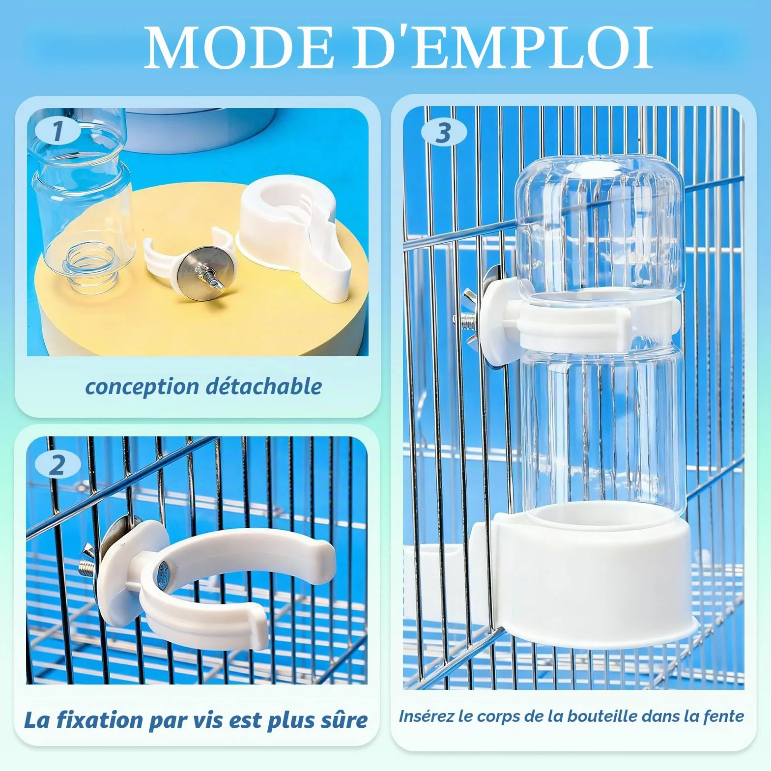 Abreuvoir Automatique pour Oiseaux de Cage, Distributeur d'Eau pour Perruches, Canaris, Perroquets
