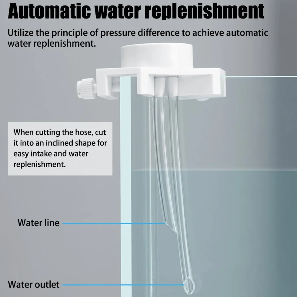 Remplisseur d'eau à remplissage automatique réservoir de poisson sans alimentation réduction du bruit têtes d'adaptateur poisson épaisseur paroi 1,5cm