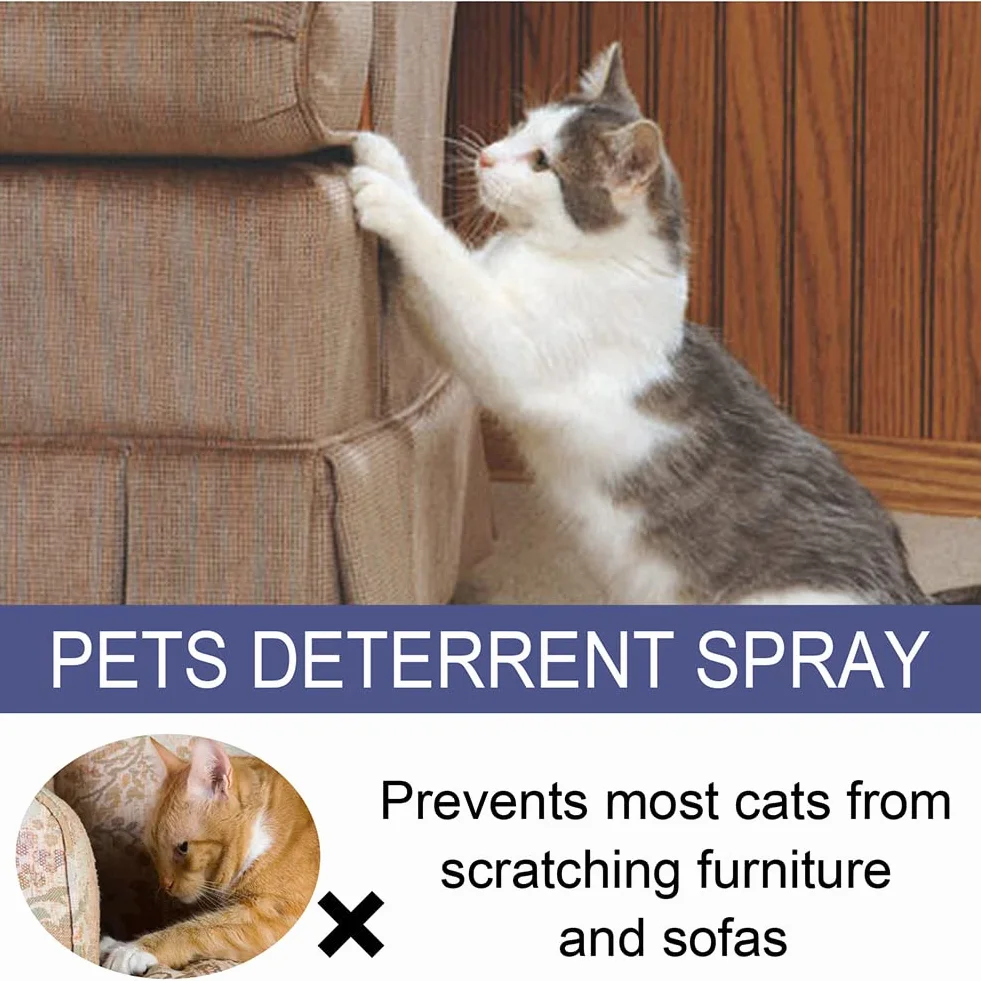 Spray Anti Griffure Chat,Spray Anti Griffure,Spray Anti Griffure Chat Canapé,Spray éducateur pour Chat,Protecteur de Meubles Contre Les Rayures de Chat,Protège Vos Rideaux,Canapés,Tapis,Meubles,50ml