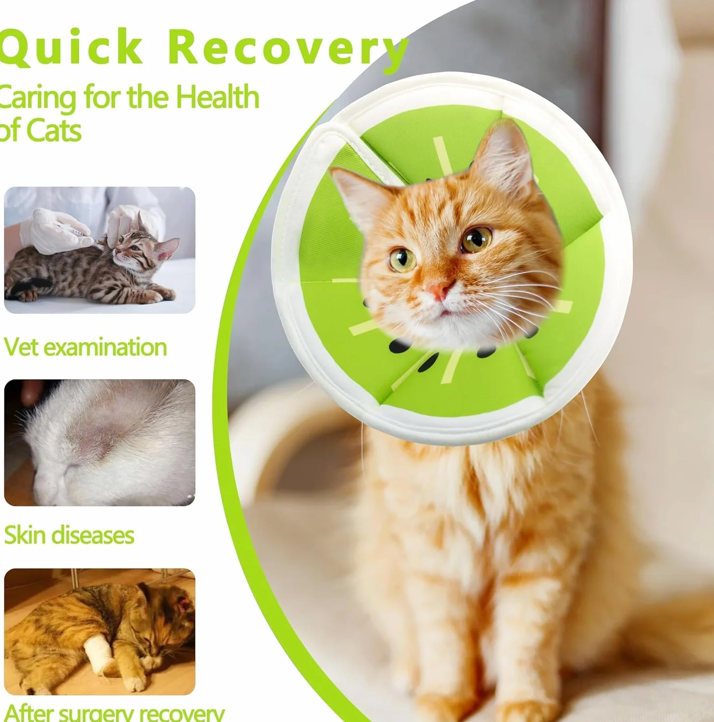 MEISO Collier Anti Léchage Réglable pour Chat, Collier de Protection Récupération après Chirurgie (M)
