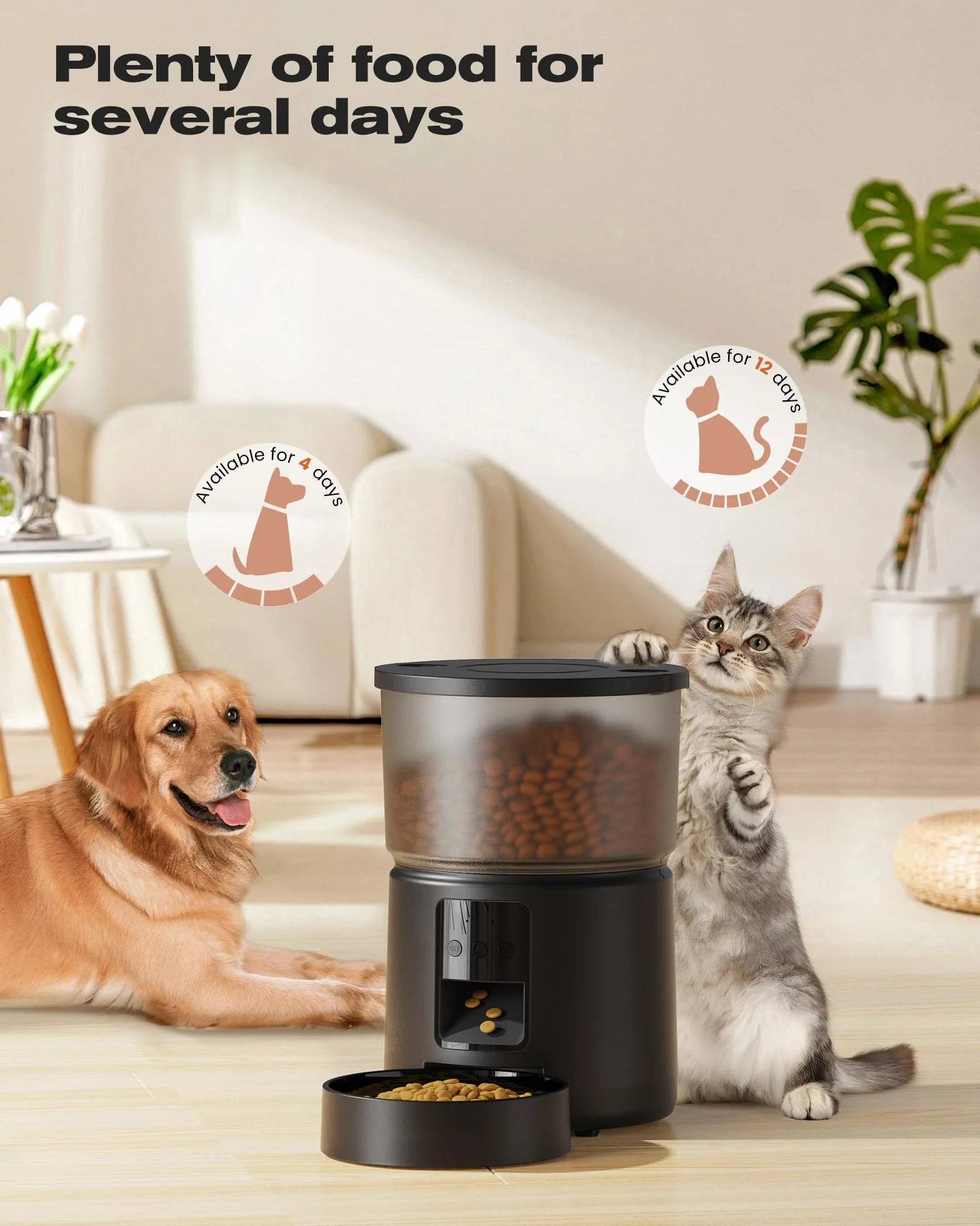 Distributeur Croquettes Chat Automatique WiFi 5G/2,4G Contrôle App Enregistrement Vocal Double Alimentation Grande Capacité 3L 10 Repas par Jour