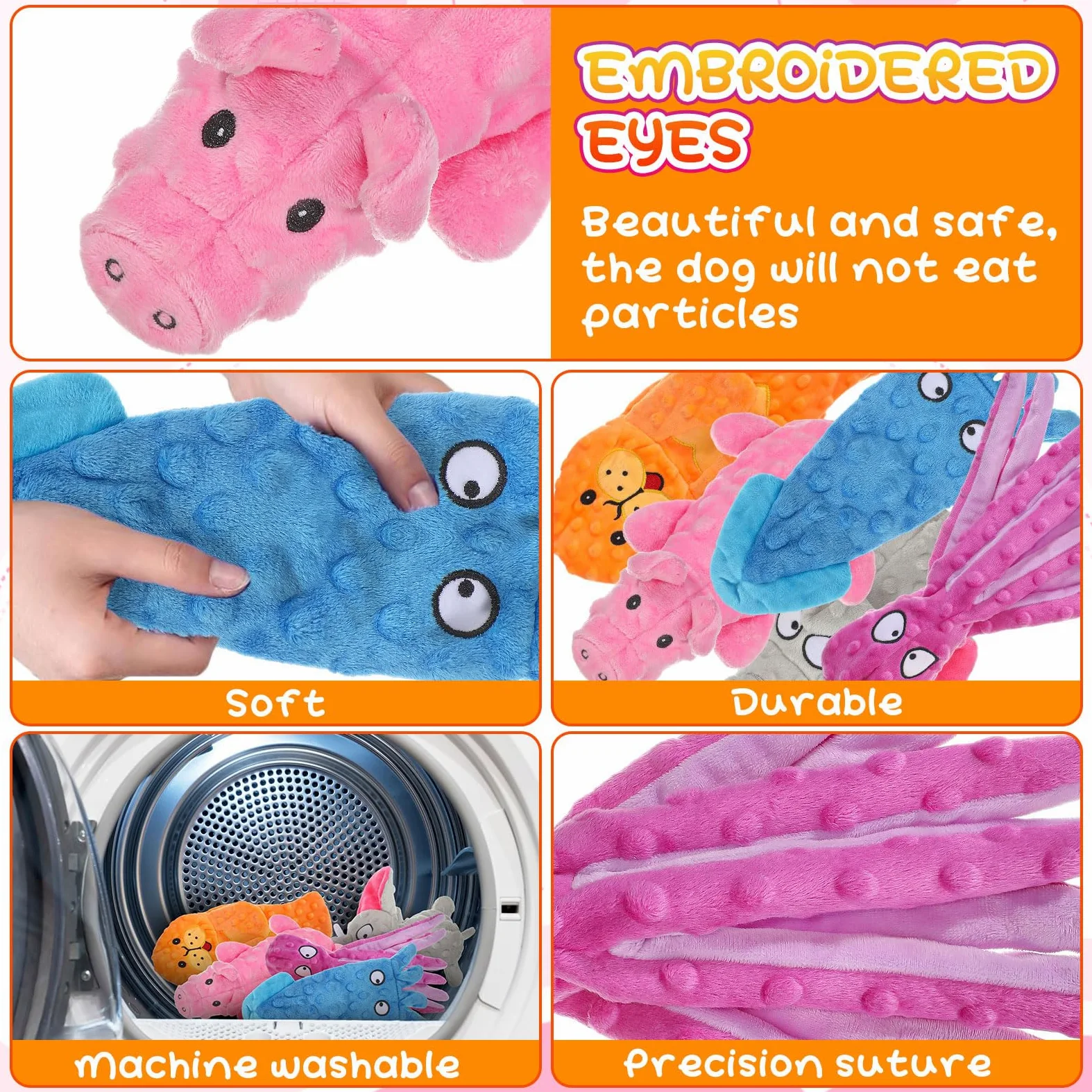 Sratte Lot de 10 jouets couineurs pour chien sans rembourrage - Jouet froissé pour mâcheurs agressifs - Jouets à mâcher pour animaux de compagnie de petite, moyenne et grande taille, 10 styles (styles