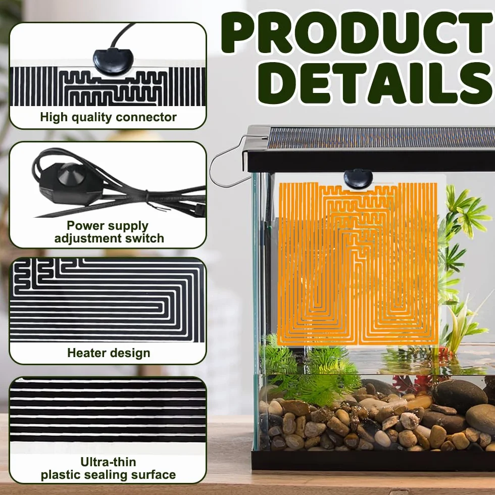 Tapis Chauffant Terrarium 28W 28x28 cm Chauffage avec Réglage Température Coussin pour Reptiles Plantes