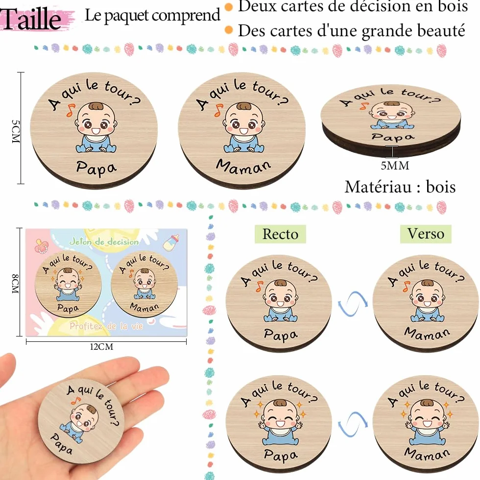 Cadeau Naissance en Bois pour Nouveaux Parents Fille Garcon
