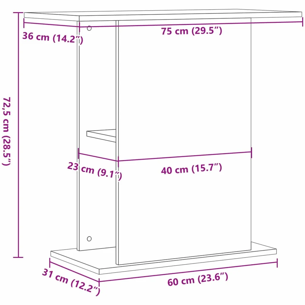 Tomostar Meuble pour Aquarium 36x75x72,5cm Bois Artisanal