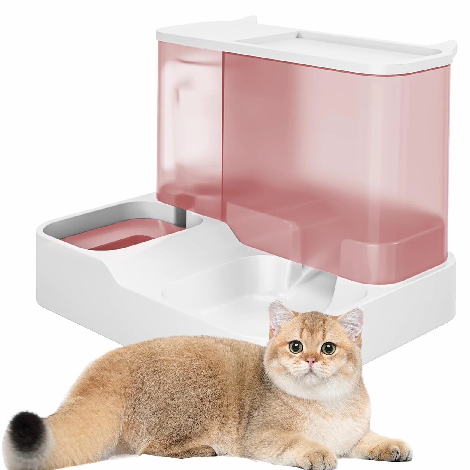 Distributeur 2 en 1 Chats Chiens Gamelle 2,8 L Abreuvoir 1 L par gravité Siphon sans BPA