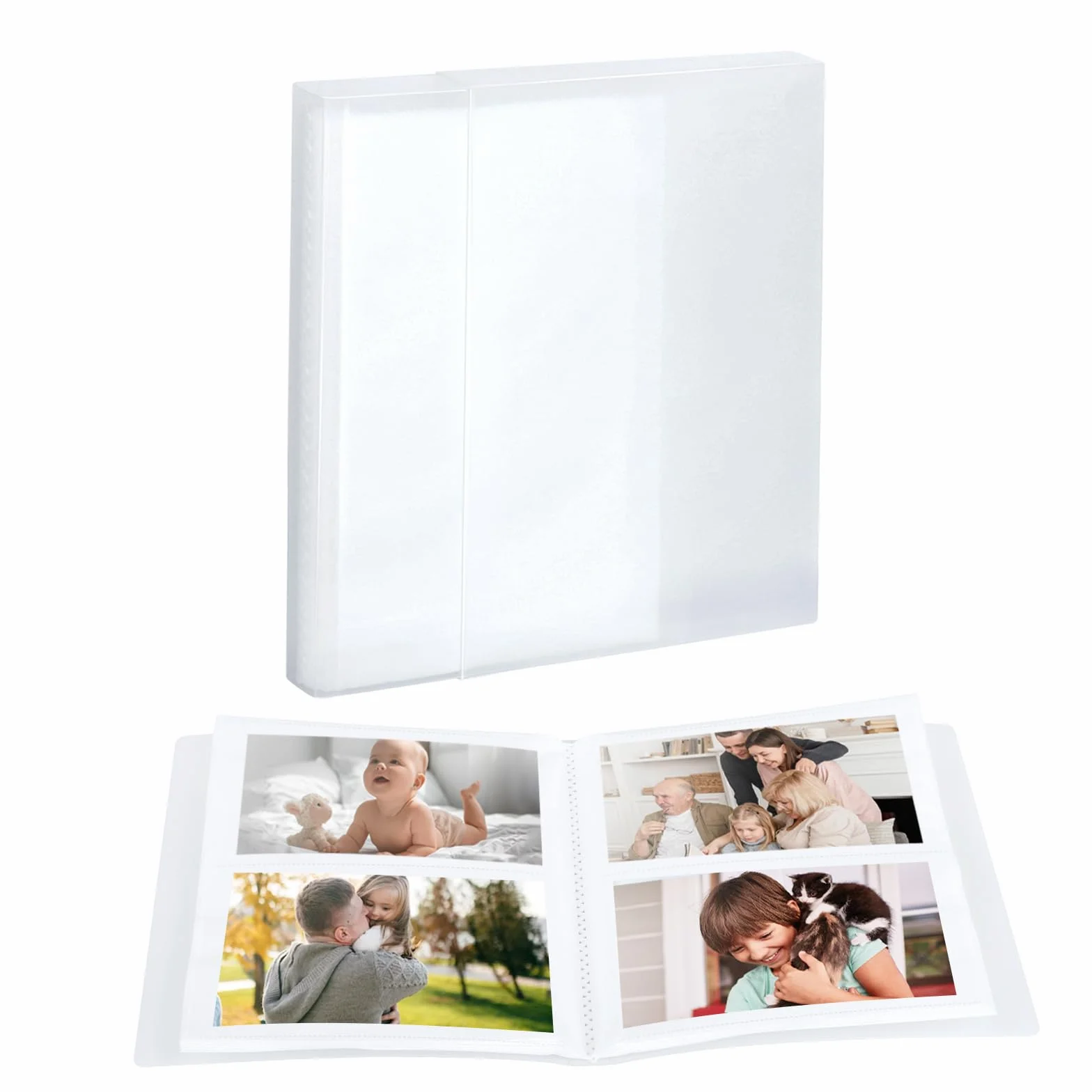 Album Photo Pochette 40 Pages, 80 Photos 10x15, Livre Photo avec Housse de Protection, Blanc