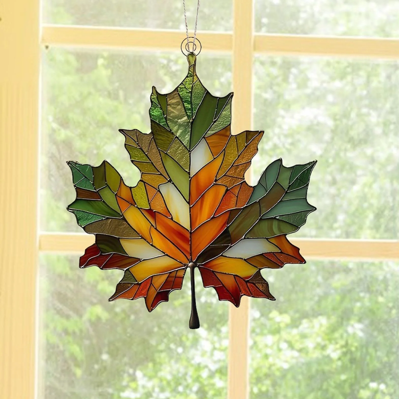 Ornements de feuilles teintées Décoration murale en feuilles d'automne acrylique