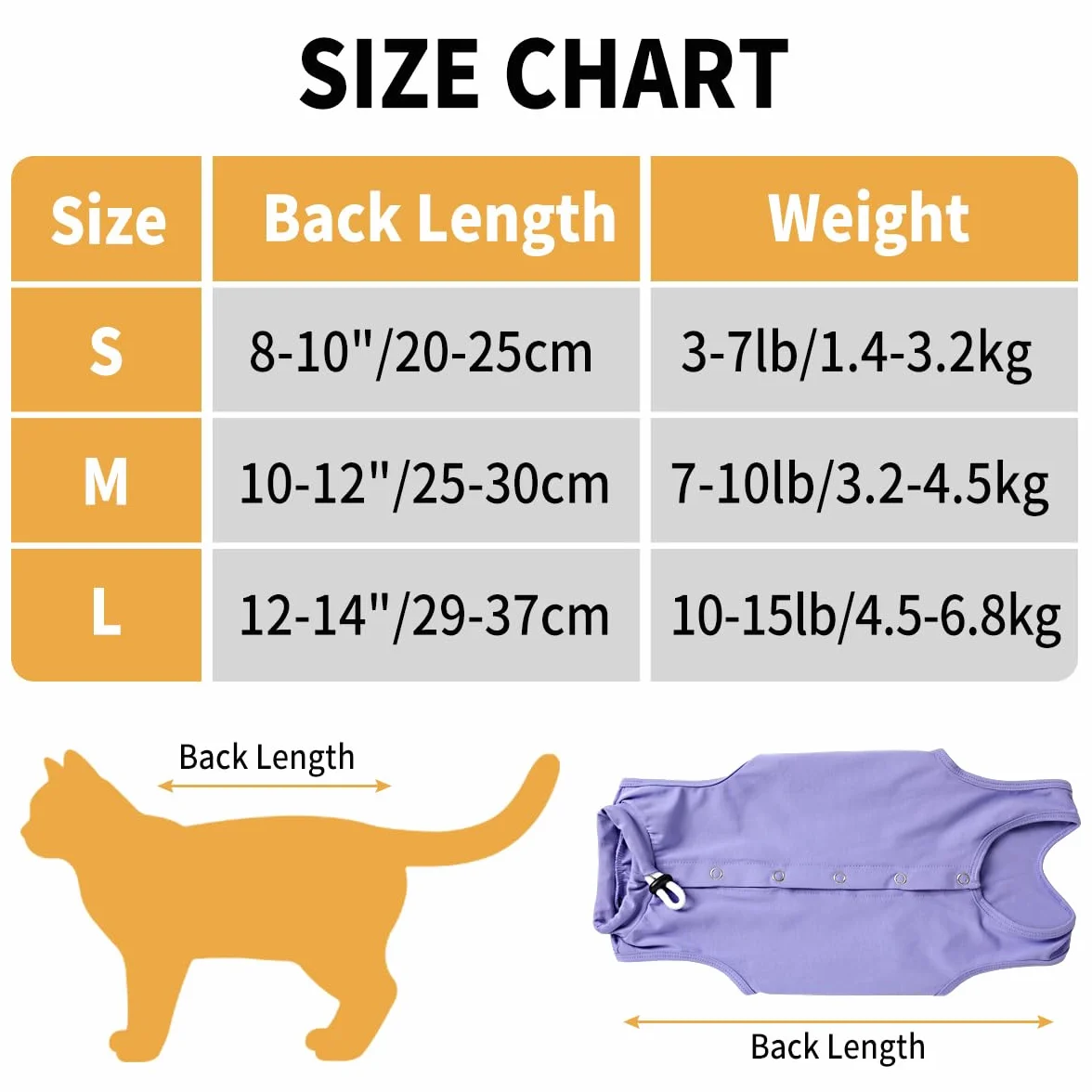 Combinaison de récupération chirurgicale pour Chat, Body médical Violet L