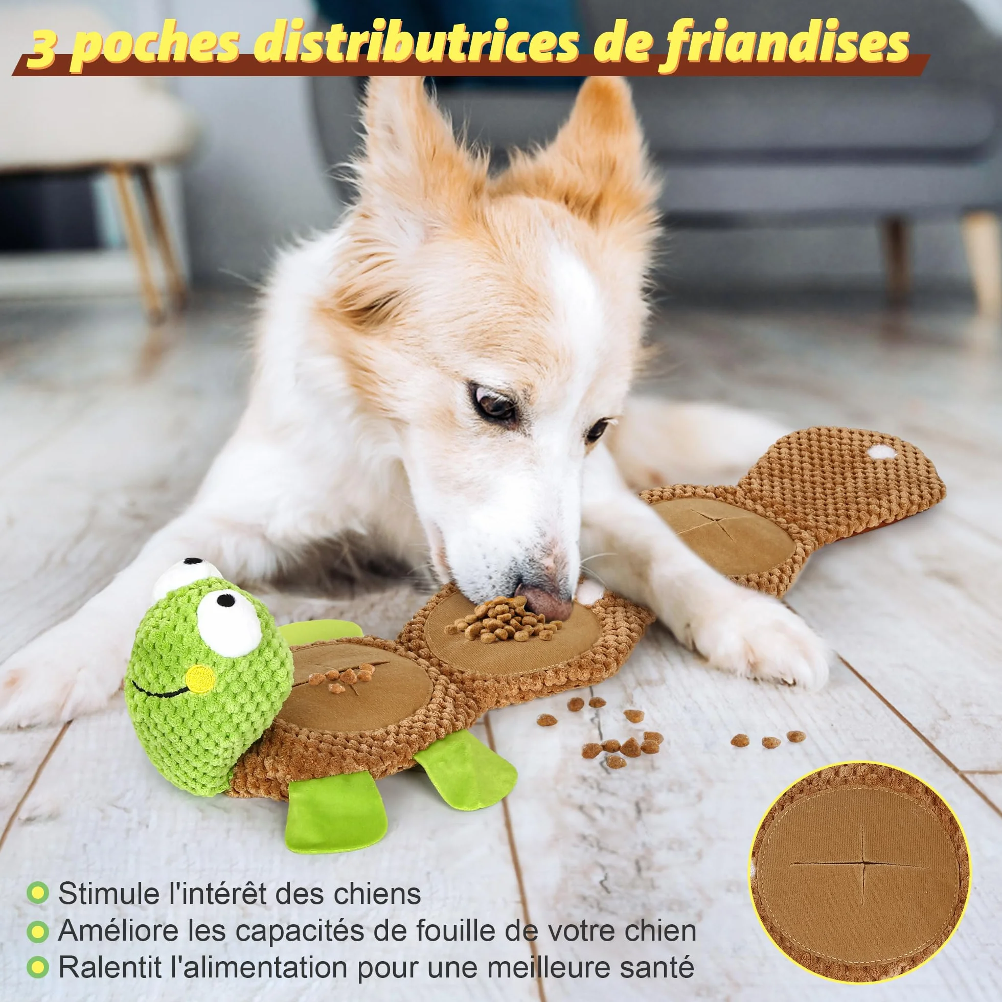 Iokheira Jouets Interactifs pour Chiens Couineurs Robustes avec Chiffon en Coton et Papier Froissé Vert Fluorescent Tortue