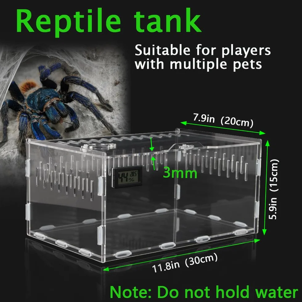 YUEHUA Boîte d'alimentation acrylique transparente 30x20x15 cm pour terrarium reptiles