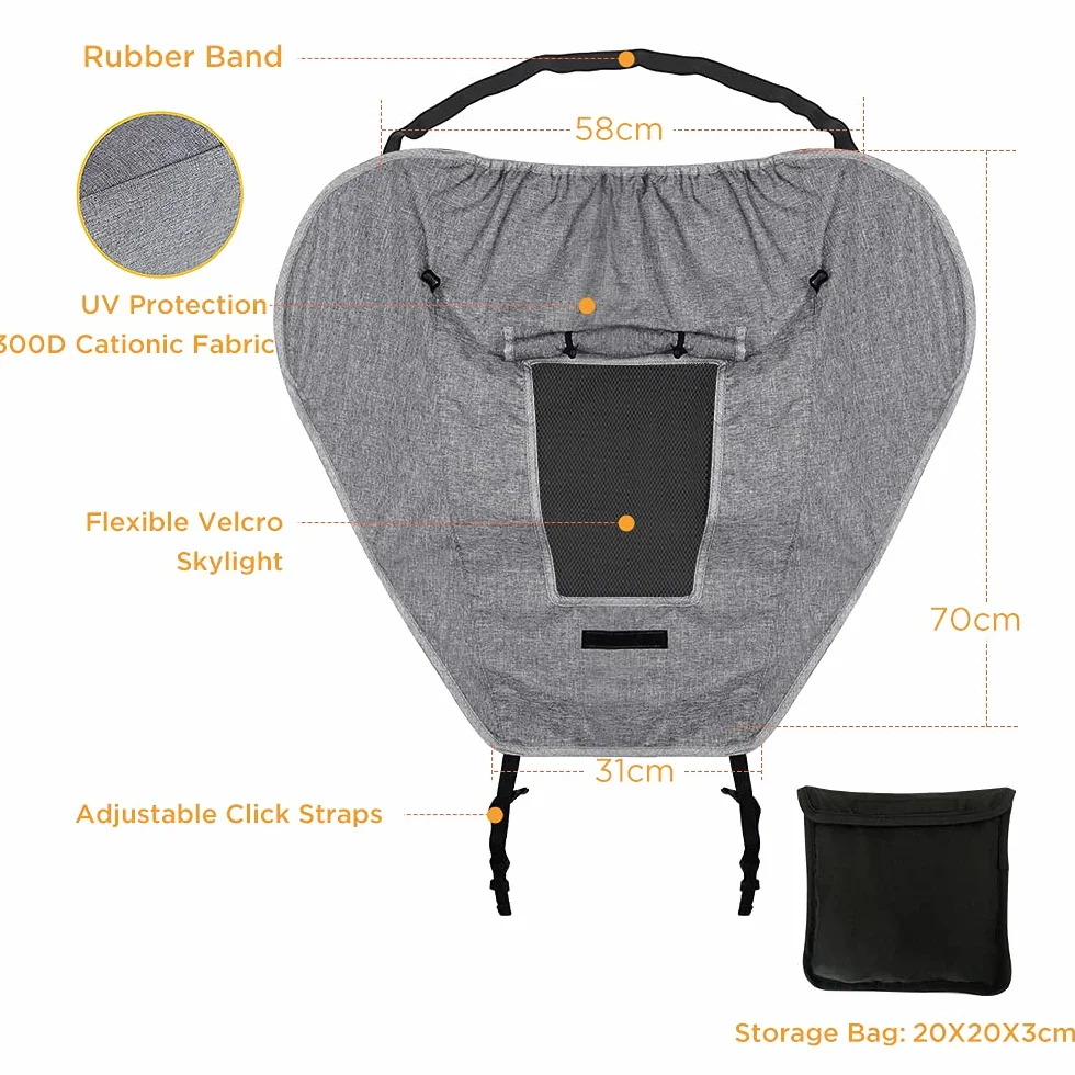 Pare-Soleil Poussette Auvent Nacelle Landau UV 50+ Protection Réglable Gris Universel