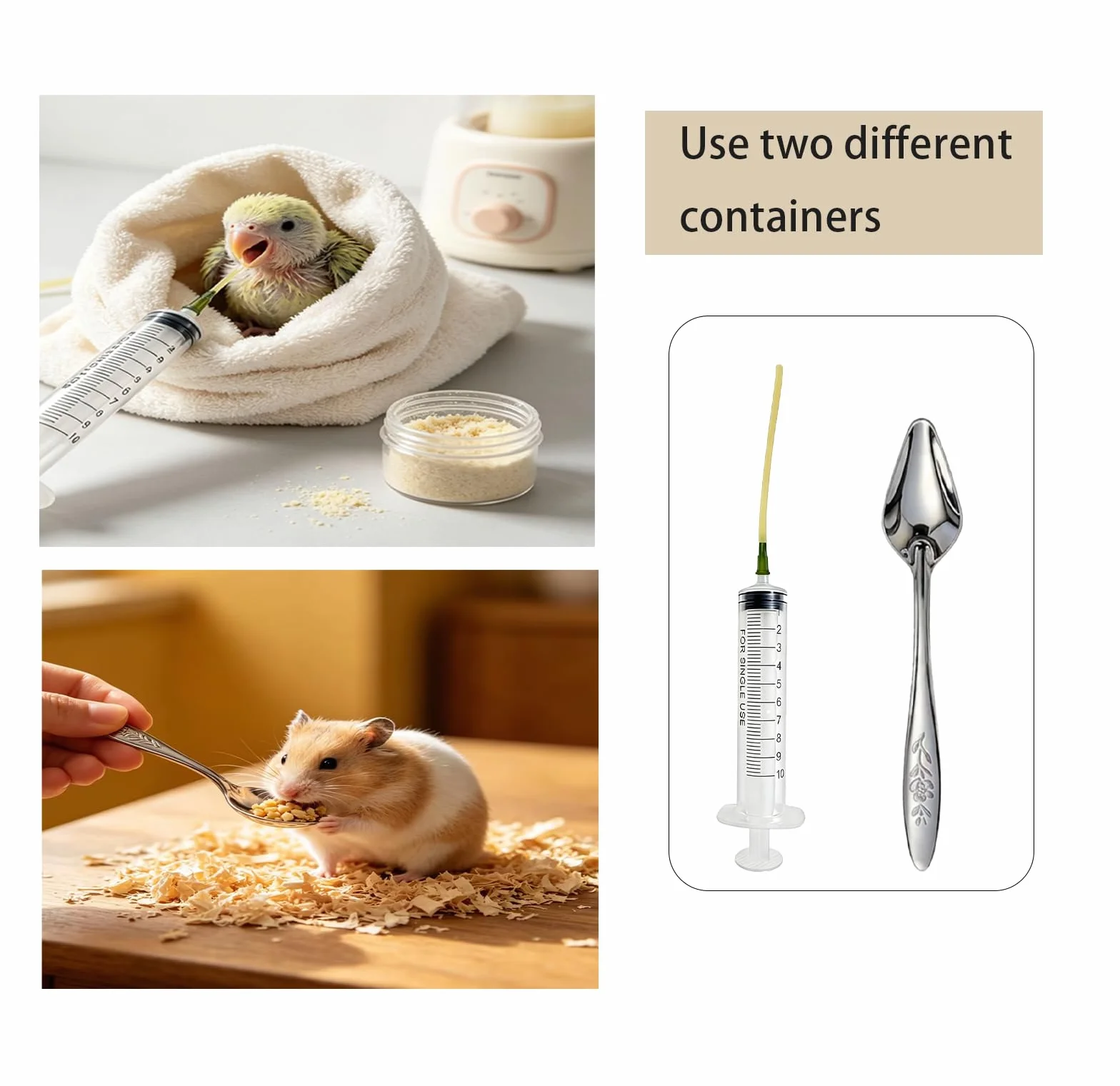 Lot de 15 seringues doseur précis 10 ml sans aiguille tuyaux silicone cuillère acier inoxydable alimentation main perroquets pigeons