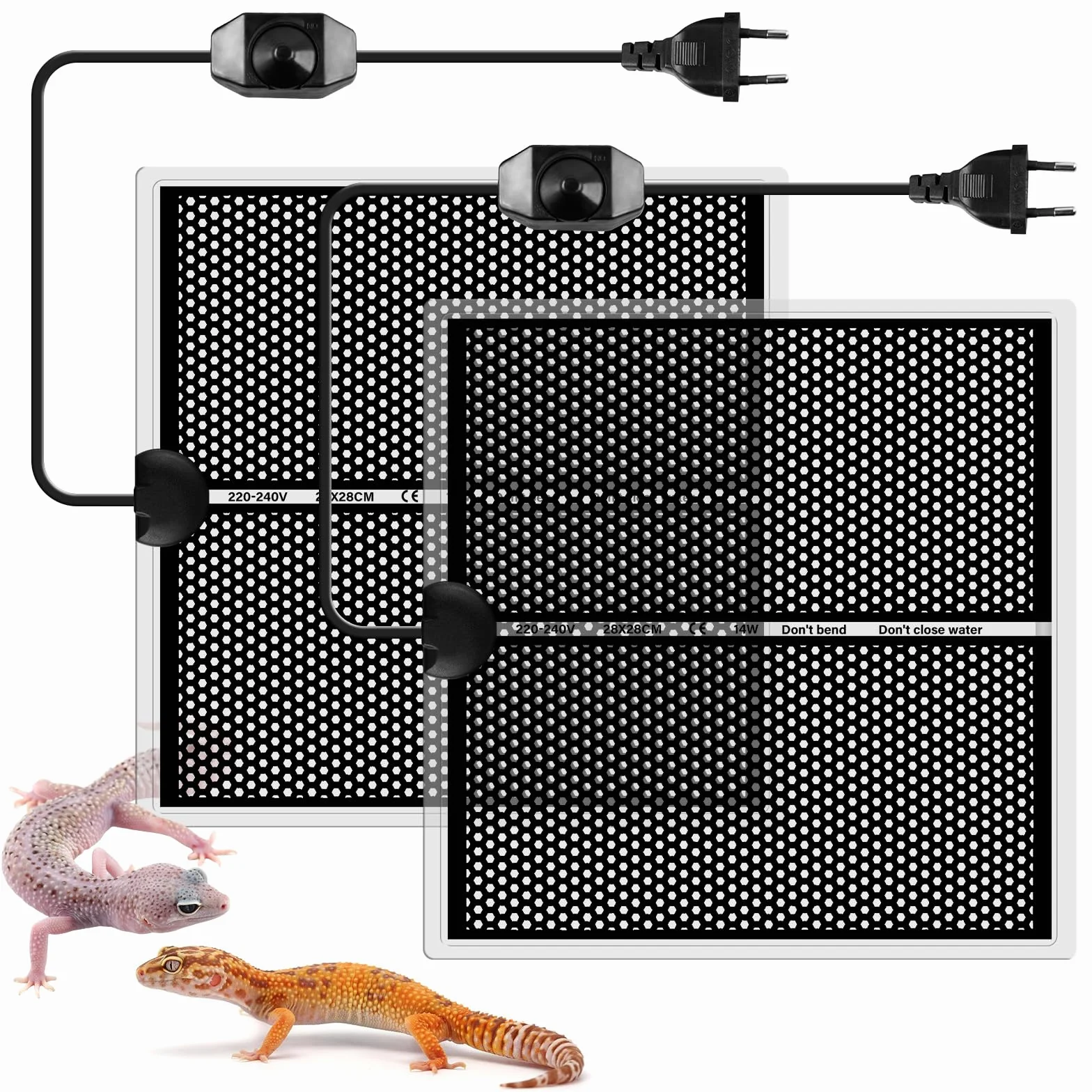 Tapis Chauffant Terrarium 2 Pièces 14W avec Régulation de Température pour Reptiles