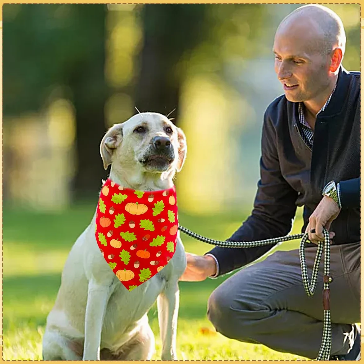 Lot de 100 bandanas pour chien - Motif feuilles - Motif forêt d'automne - Foulards triangulaires pour garçons et filles de petite et moyenne taille