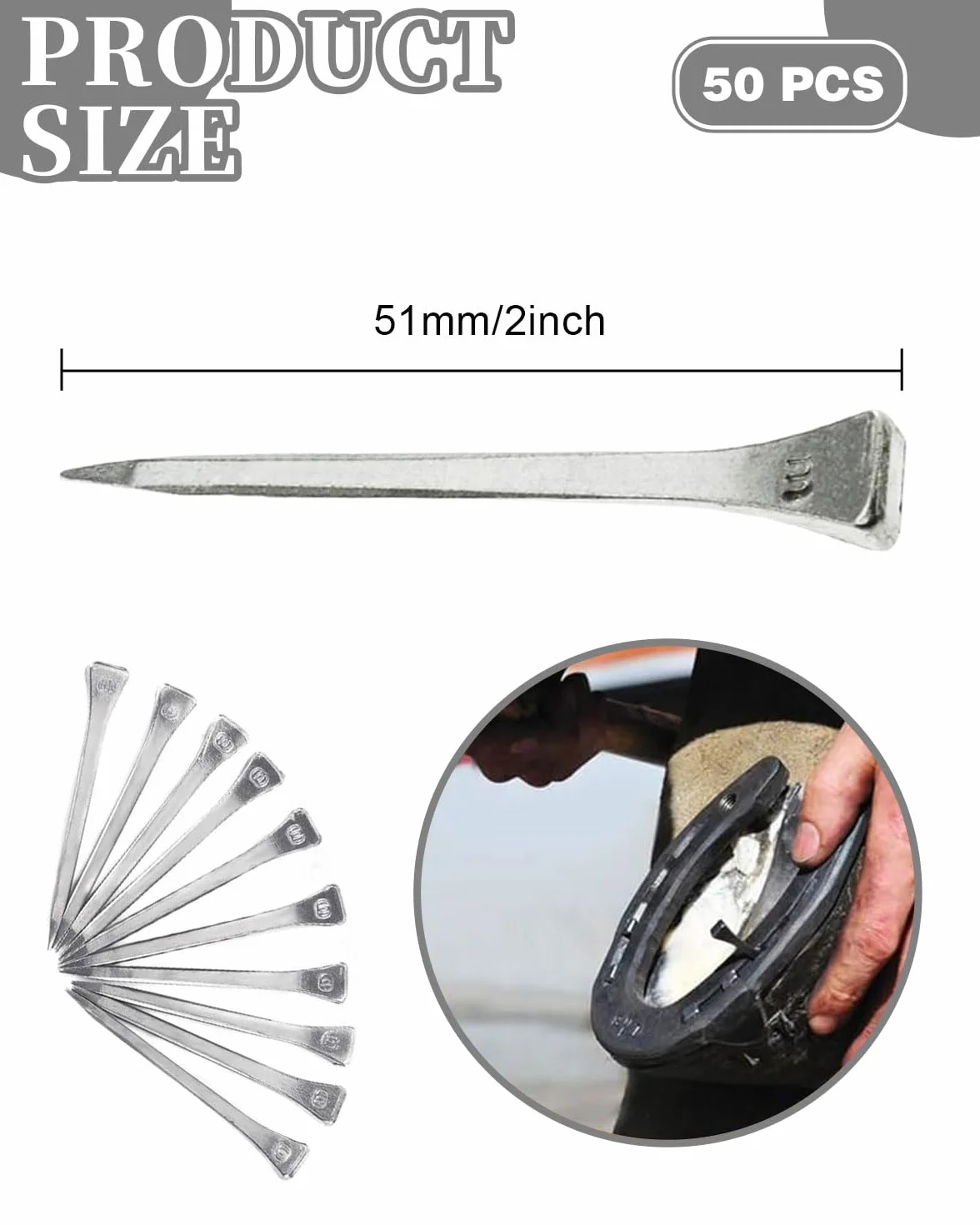 Clous Fer Cheval Acier Stable Horseshoe Nail Outil équipement Cheval Fabrication Traction Chaussure Paume Sabot