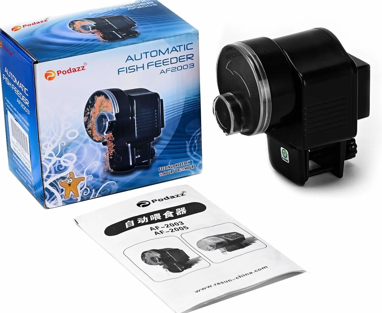 Podazz Distributeur automatique de nourriture pour poissons Mangeoire aquarium minuteur AF-2003D