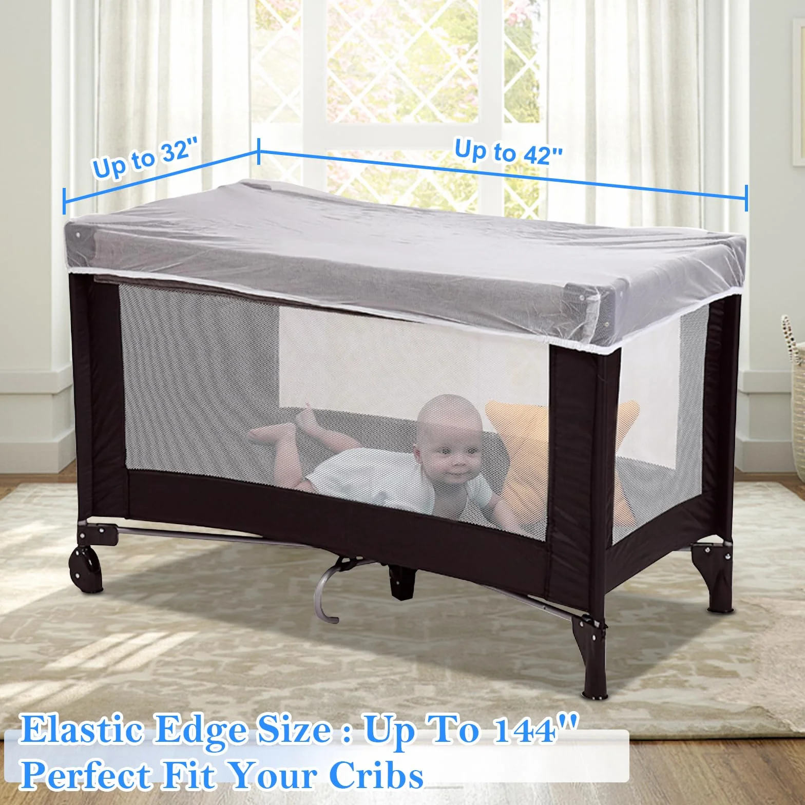 Moustiquaire pour Lit Voyage 120x60cm Bébé avec Sac de Rangement Respirante Portable