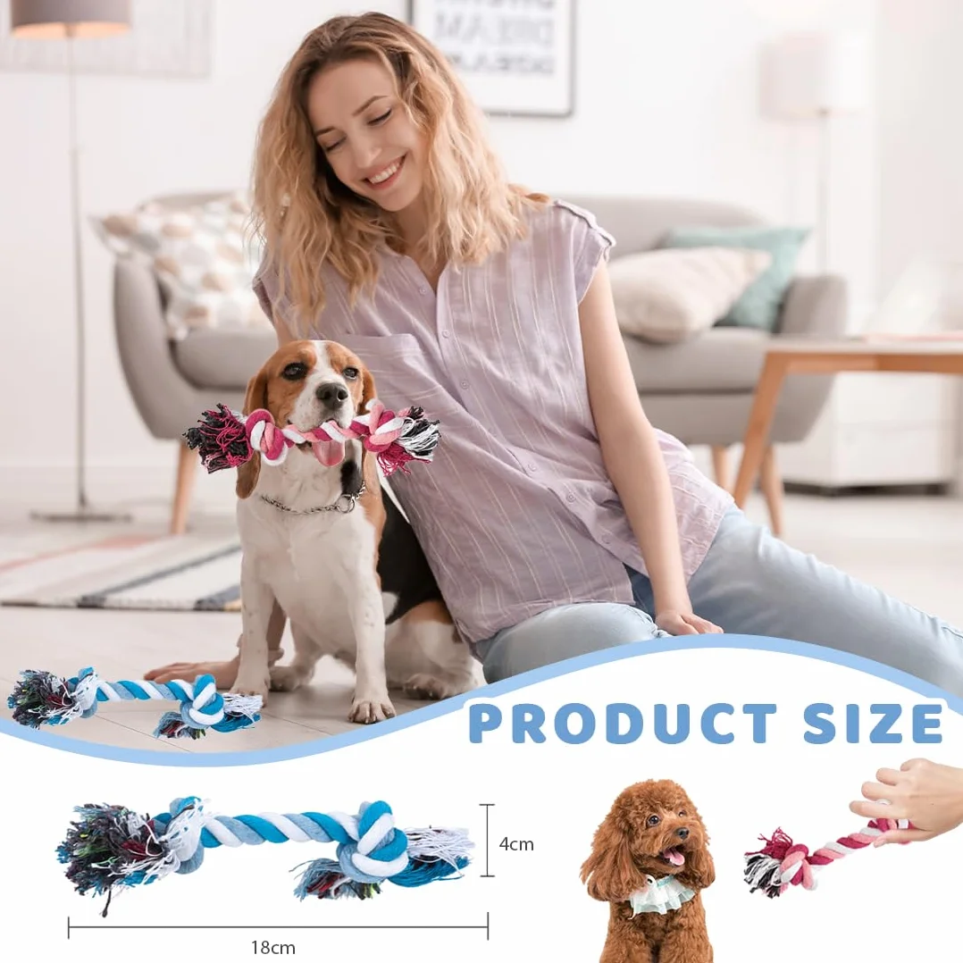 Jouet chien corde tressée pour chiots petites races 4 pièces