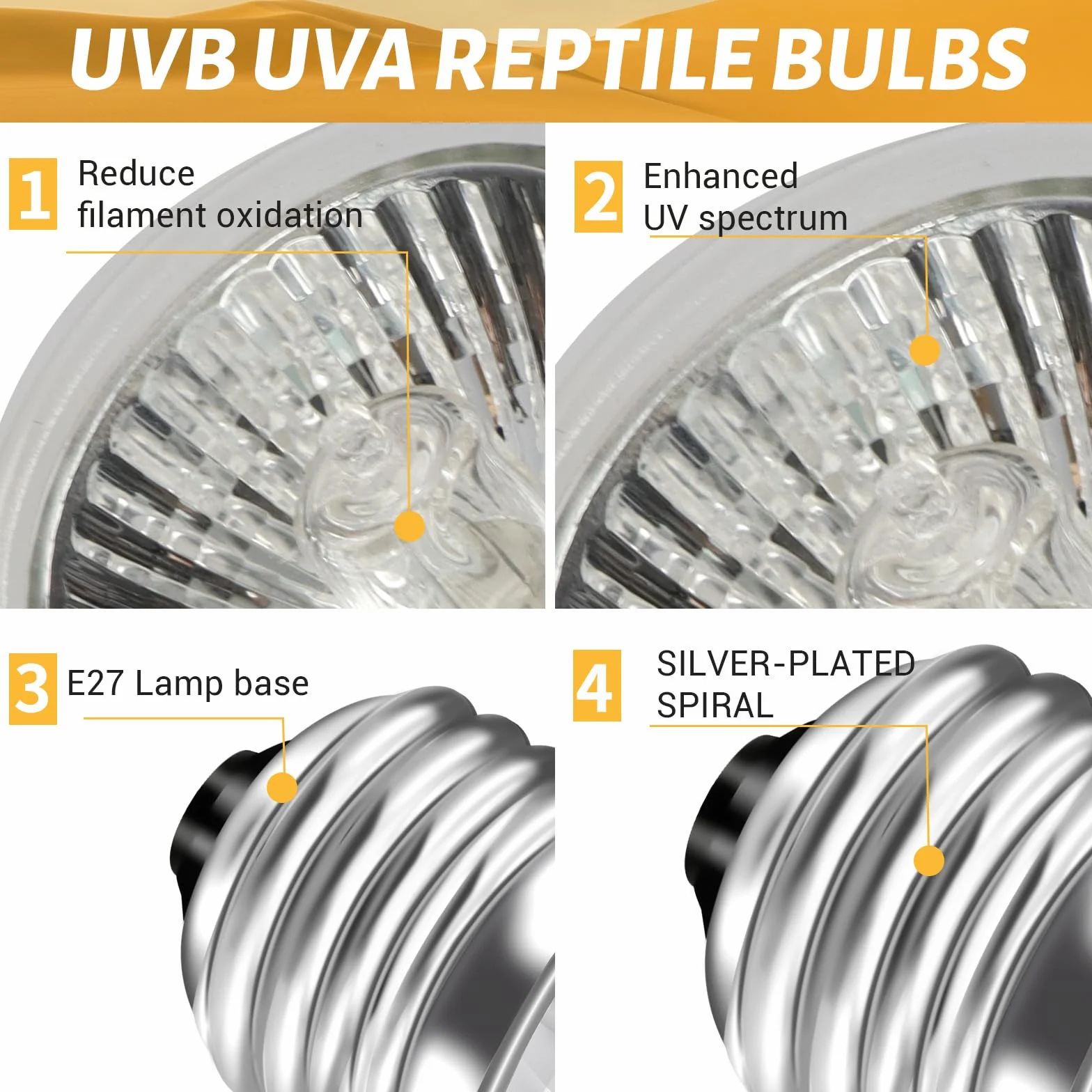 Caldarax Ampoule Chauffante Terrarium E27 Dimmable 25W UVA UVB Lampe Reptile 230V Lot de 2