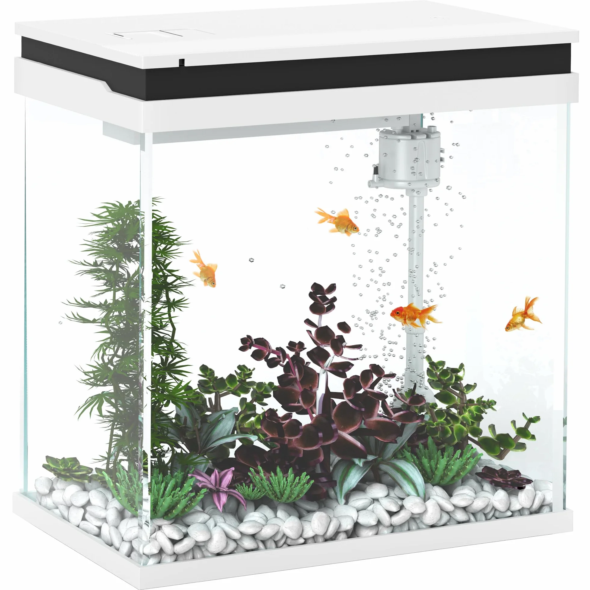 PawHut Petit Aquarium Complet 14L en Verre avec Filtration LED et Pompe à Eau