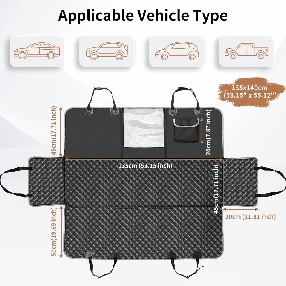 KYG Housse de Siège pour Chien Protection Voiture Imperméable Antidérapant 135x140x32cm