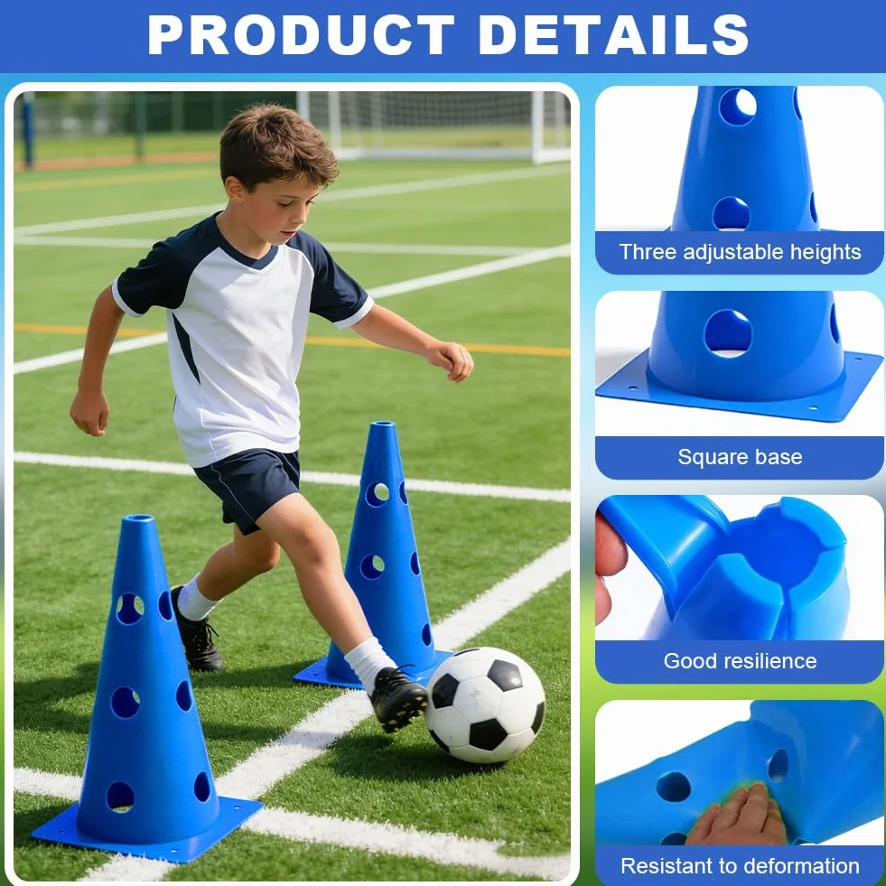 Kit de dressage pour chien Cavaletti Agility - 23 cm hauteur - 10 cônes et 5 barres - Sac en filet