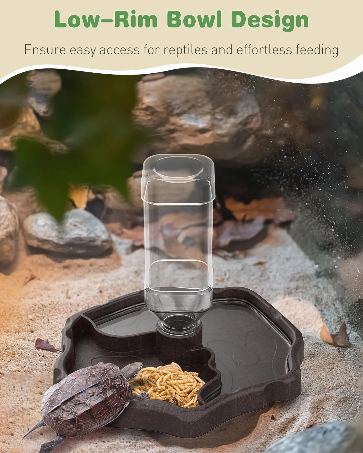 Pawfly Bol à Eau pour Tortues - Gamelle Automatique pour Reptiles avec Distributeur d'eau