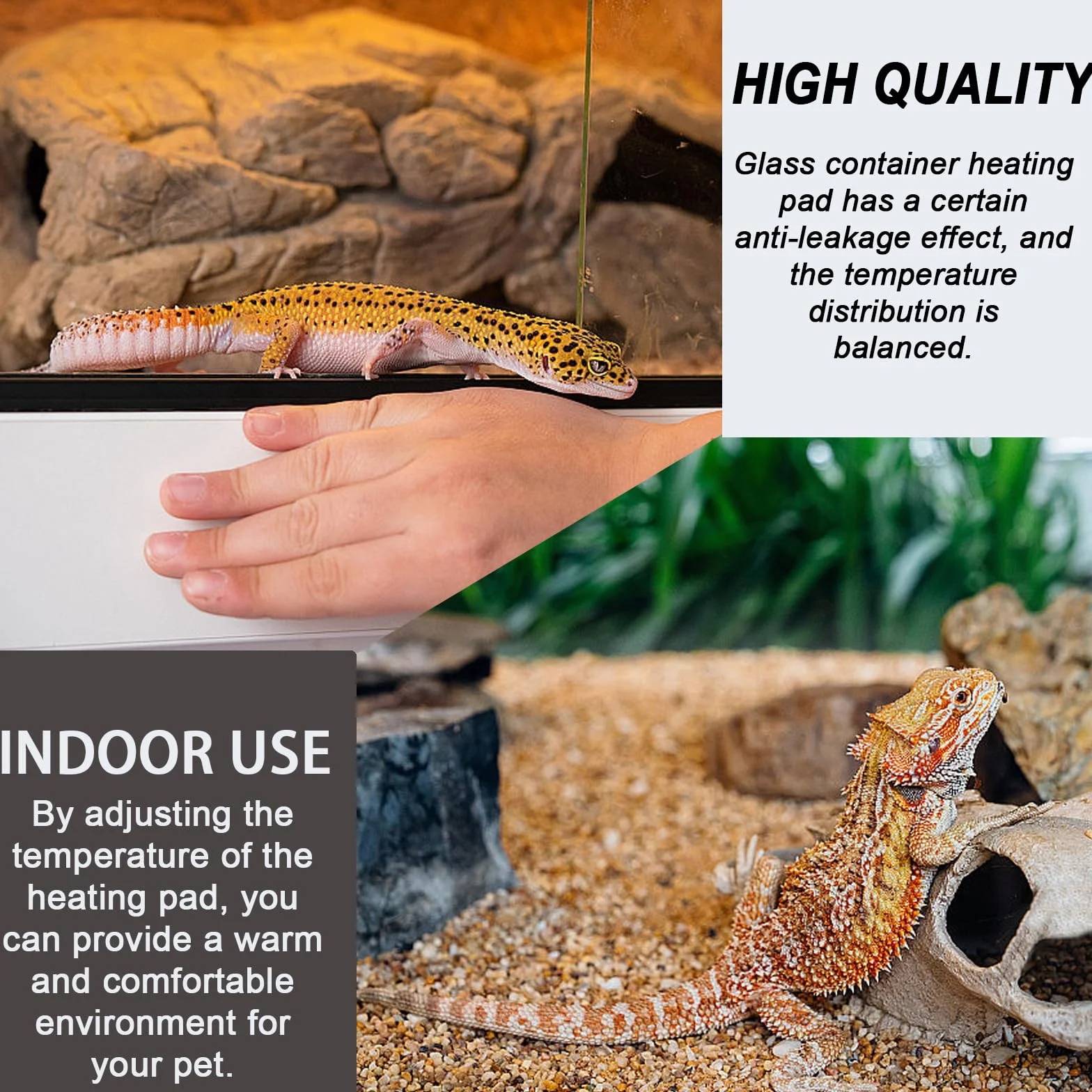 Lot de 2 tapis chauffants pour terrarium réglable température reptiles serpents lézards geckos