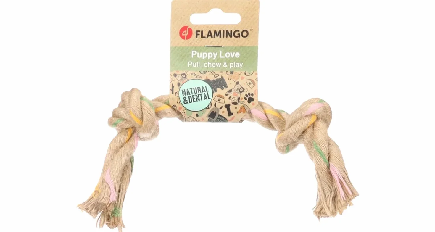 Flamingo Jouet Chien Puppy Luro Corde 2 Nœuds Brun M 32×5×5 cm Chanvre Naturel