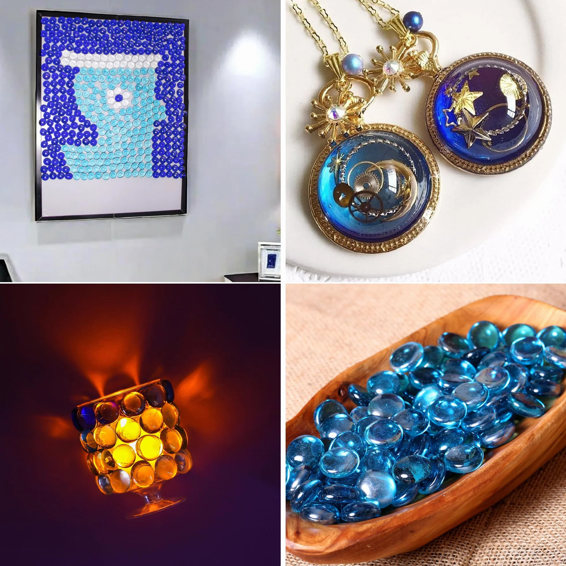 Billes de Verre Bleu 0.44 kg pour Vases, Aquarium et Décoration