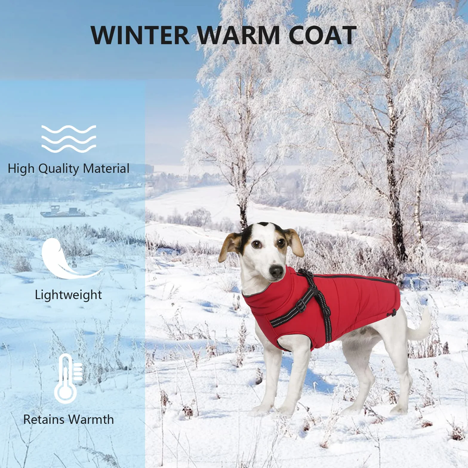 Manteau d'hiver pour Chien avec Harnais Intégré, Veste Polaire Chaud Imperméable Gilet pour Chien, Pull Extérieur Moyenne Petite Chiens Rouge