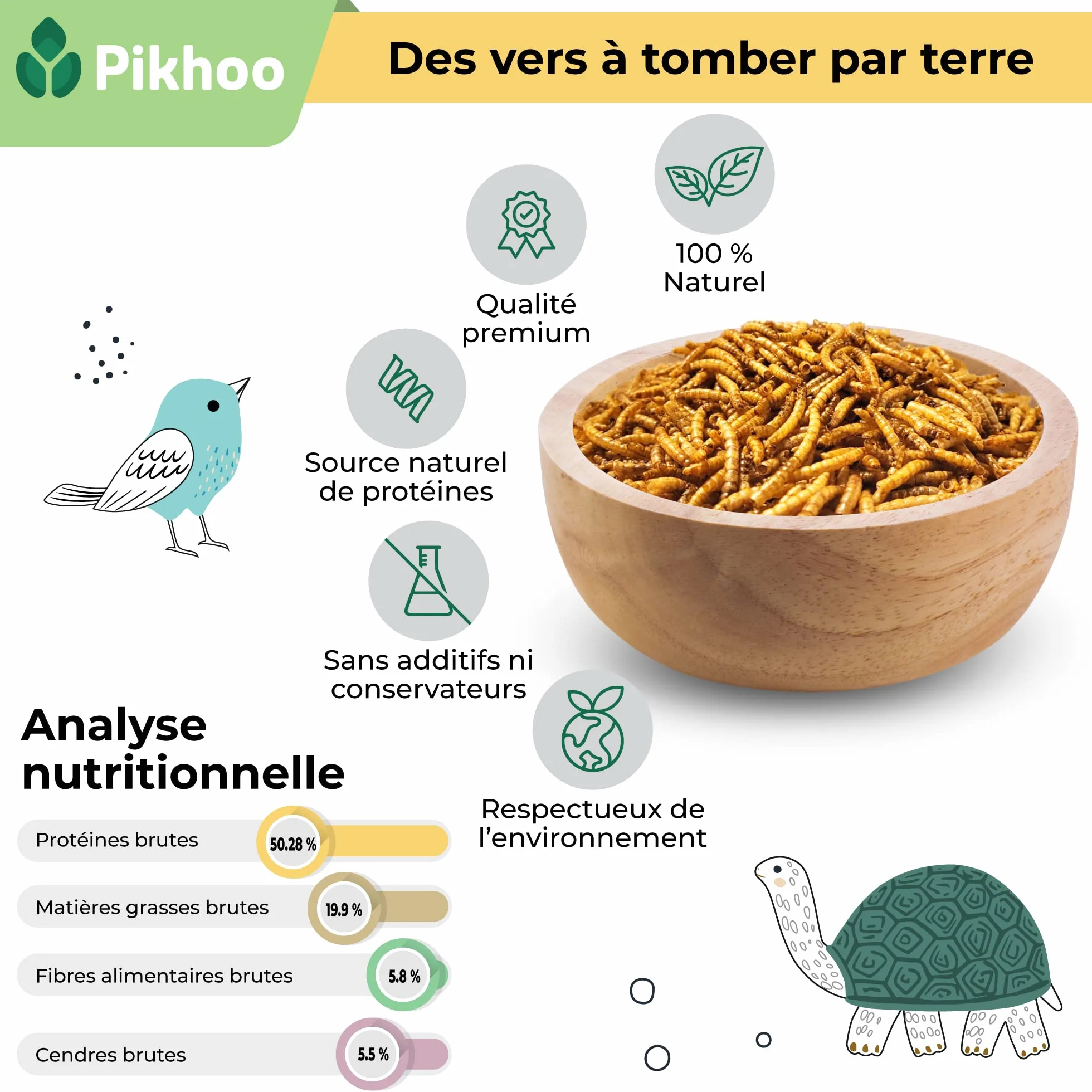 Insectes Comestibles vers de Farine Séchés 2kg Nourriture Oiseaux