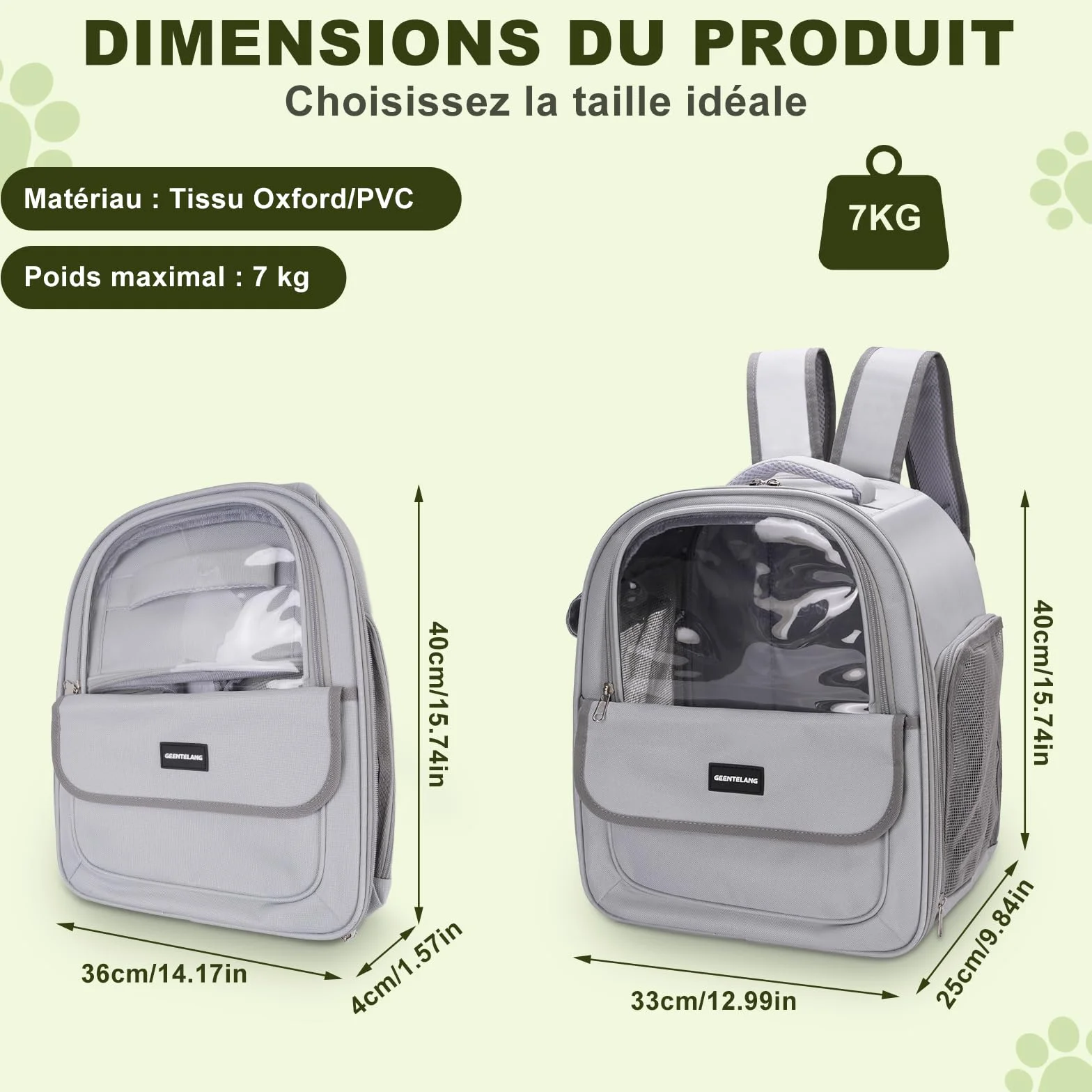 Sac à Dos Transport Chat Respirant Confortable Porte-Chat Bulle Fenêtre 7kg Voyage Randonnée