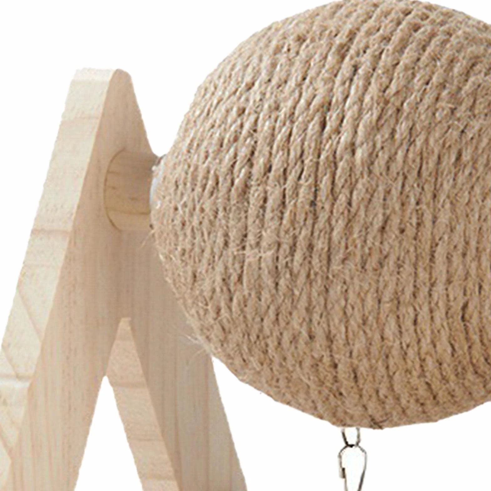 Lapin Sisal Griffe Balle Grattoir avec Boule Canapé Protecteur Support en Bois Portable avec Cloche Stable Jouet
