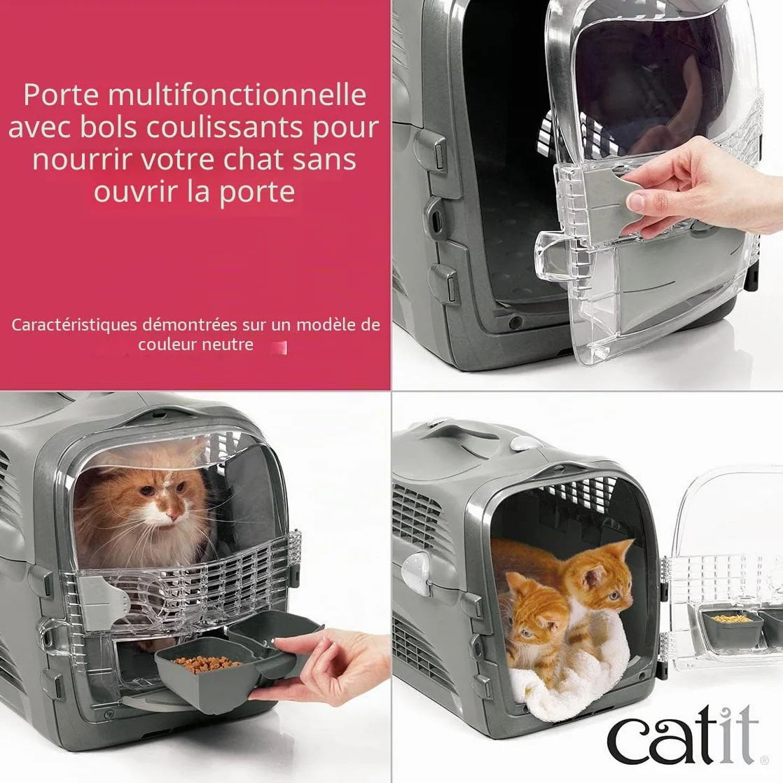 Catit Cage de Transport Cabrio pour Chat Rouge Cerise