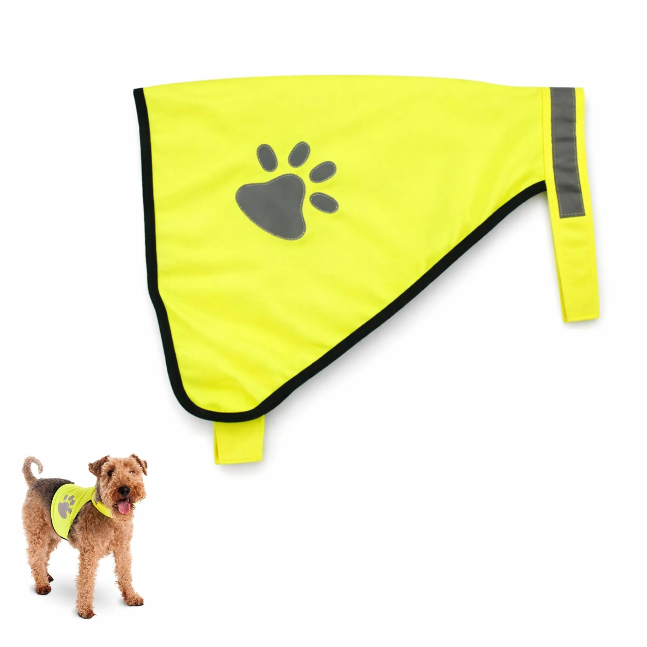 Gilet de sécurité pour Chien XS Haute visibilité Jaune Fluo Réfléchissant Léger Ajustable