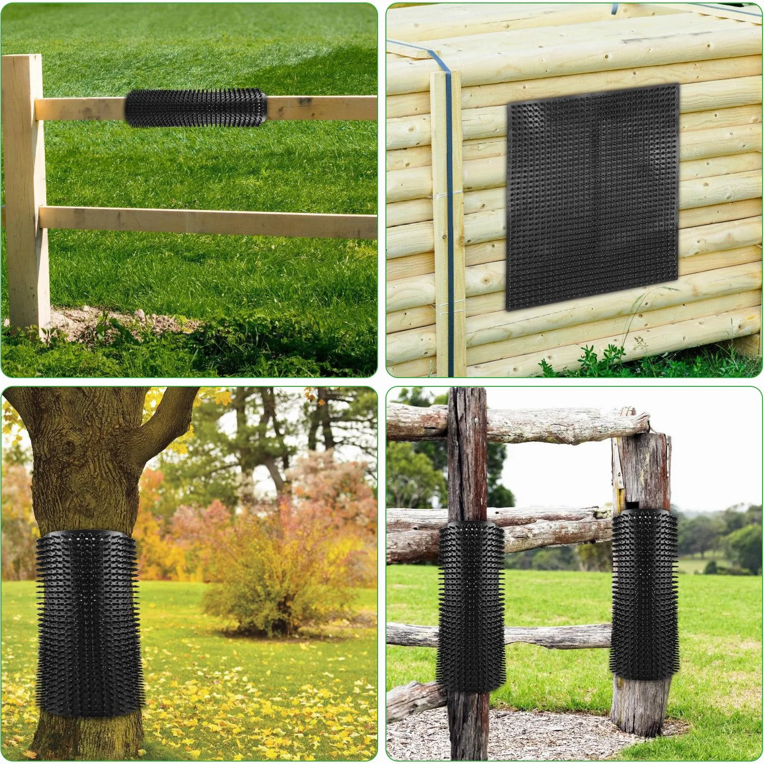 Lot de 3 brosses à gratter pour chevaux 360x300 mm 60 piquets kit complet noir